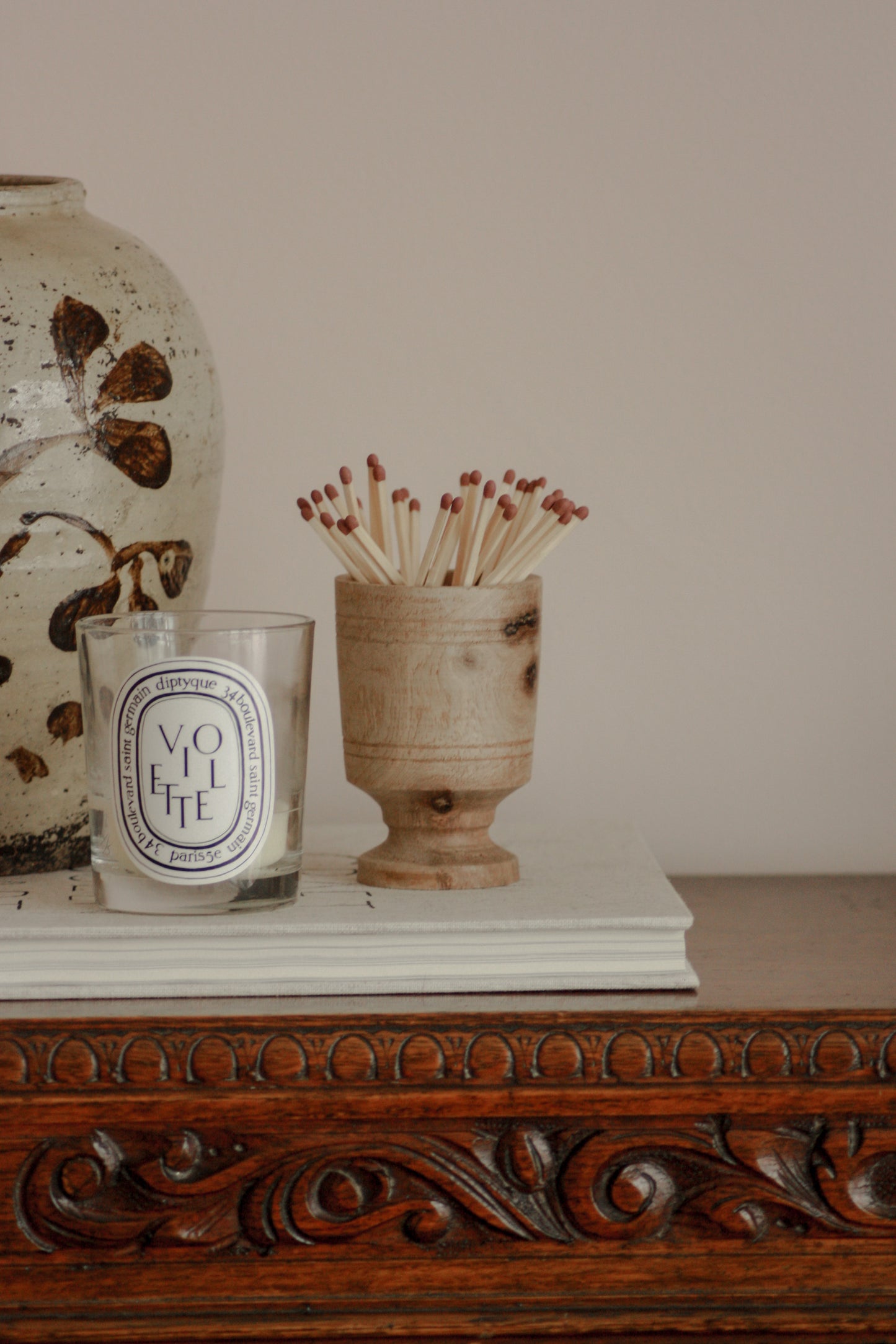 Turned wooden pot
