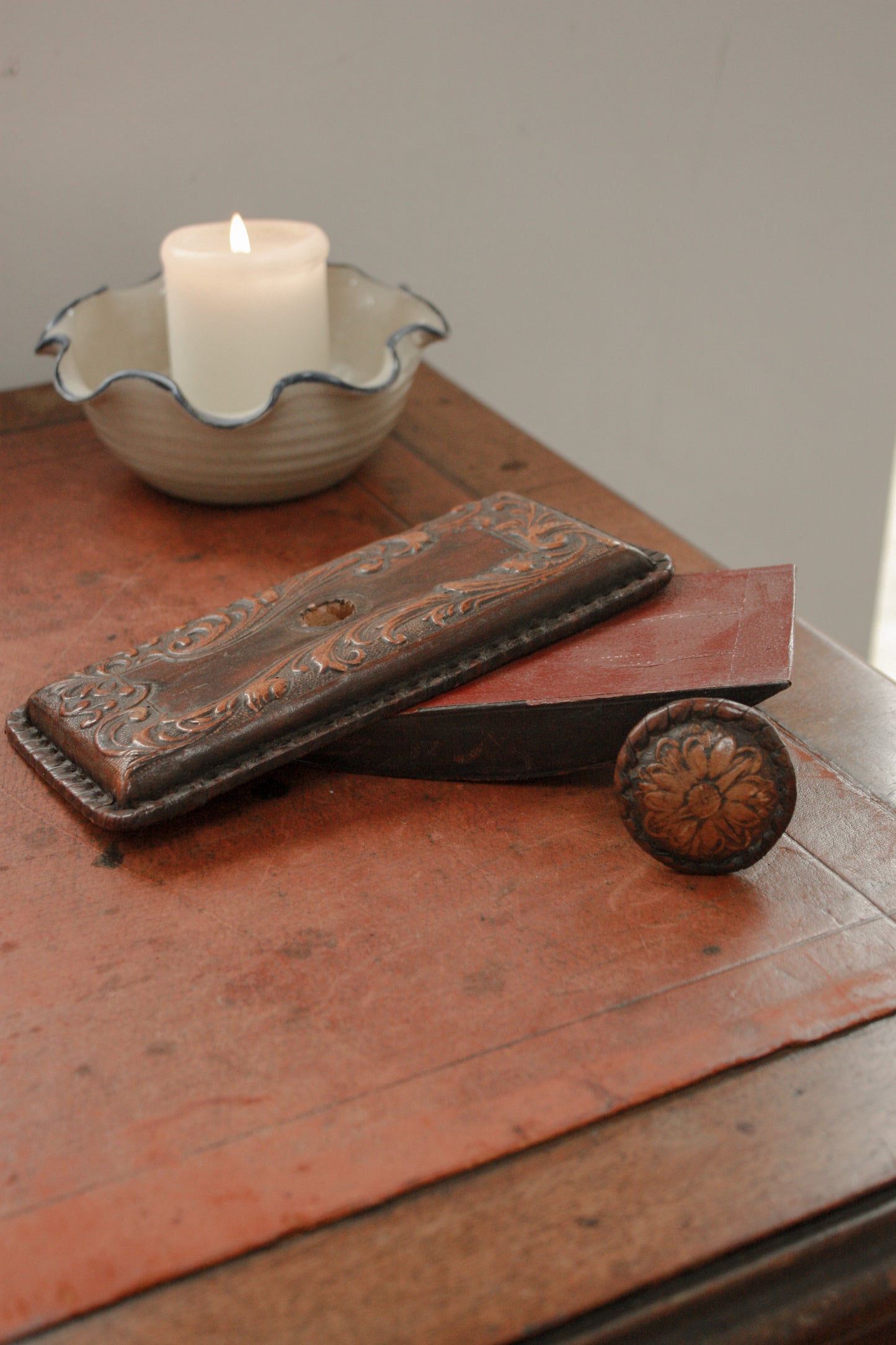 Vintage leather desktop ink blotter