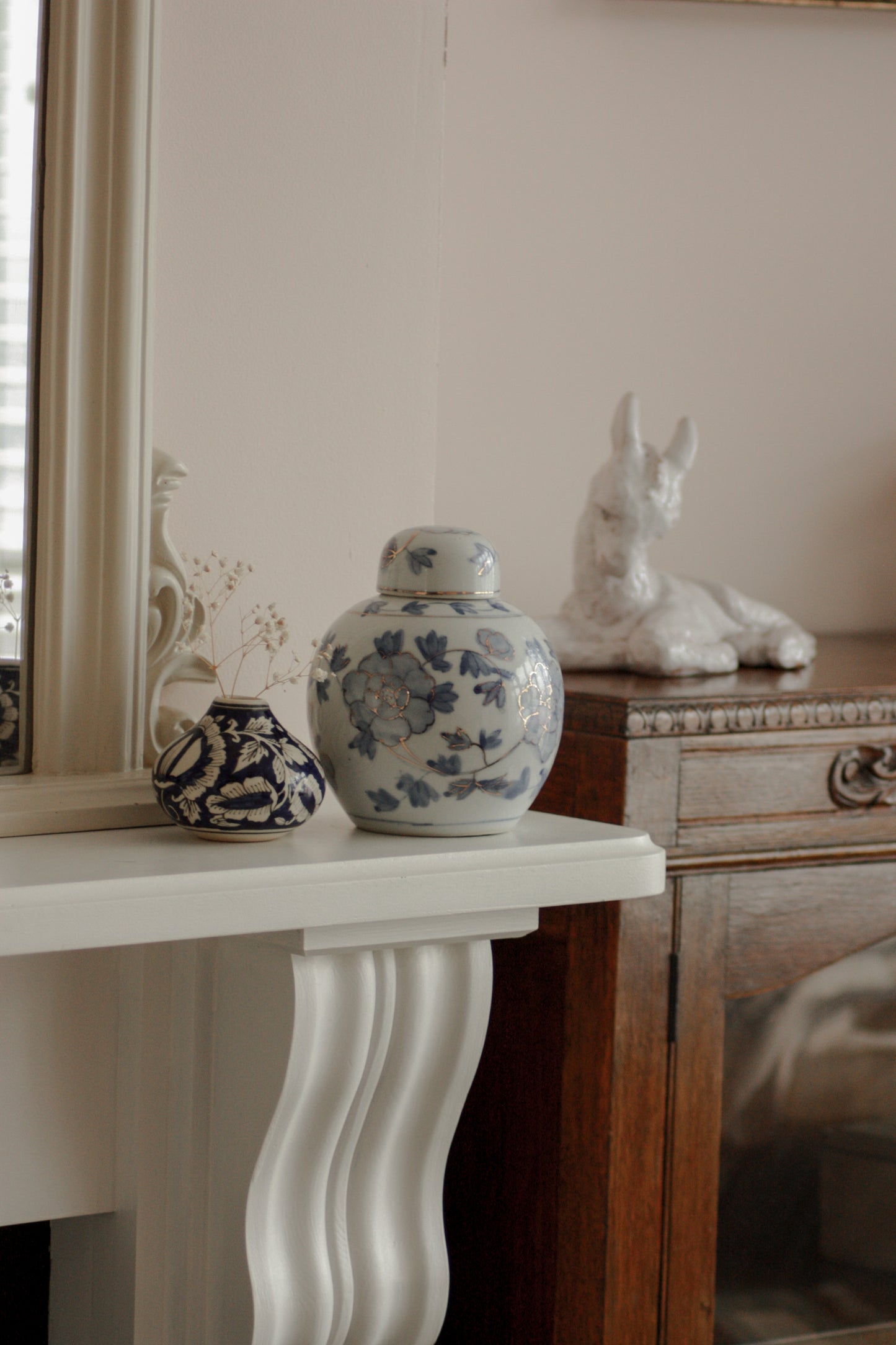 Vintage blue and white Chinese jar