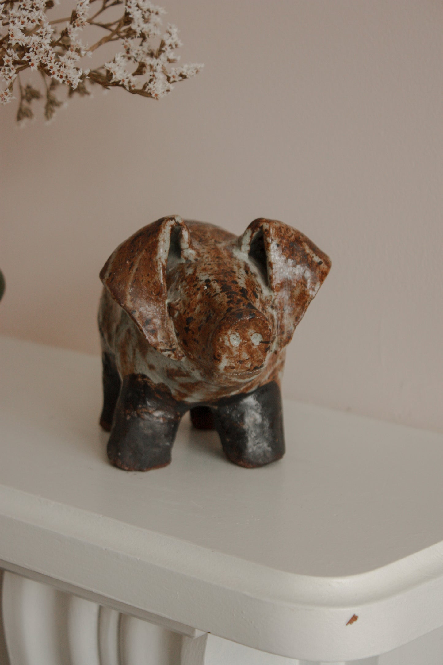 Rustic studio pottery piggy sculpture