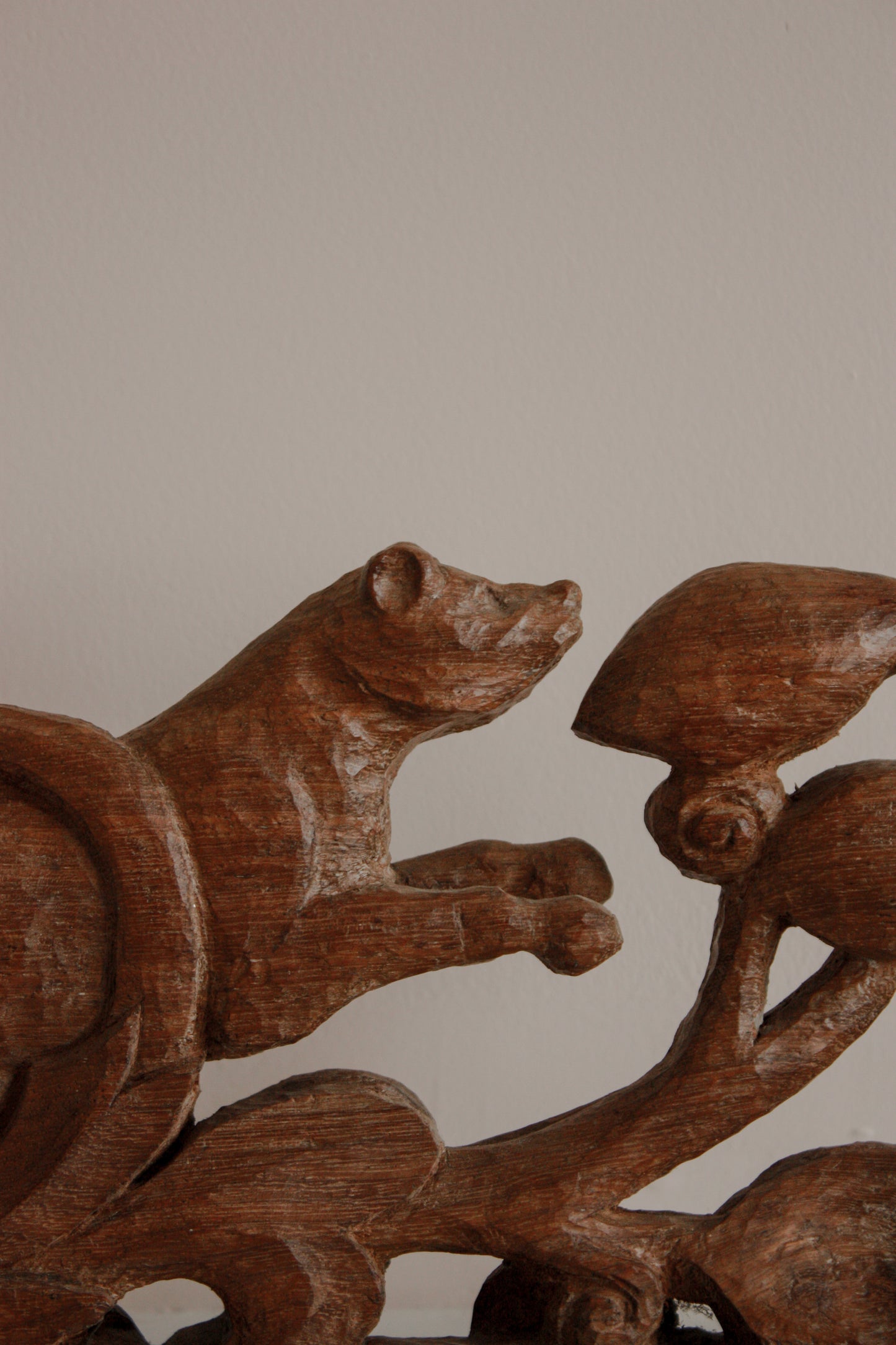 Vintage hand carved lion - decorative shelf art