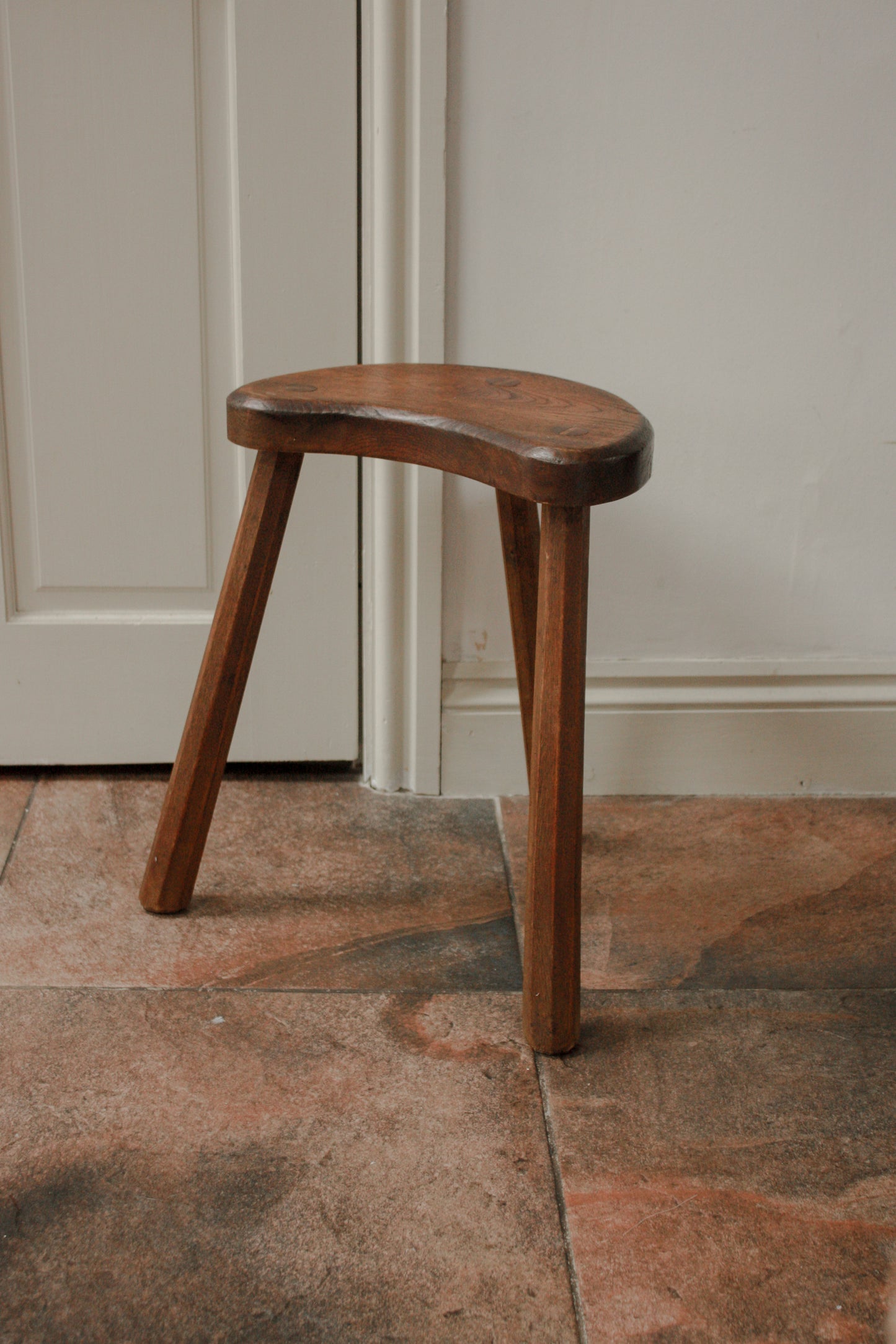 Vintage wooden stool - kidney bean seat
