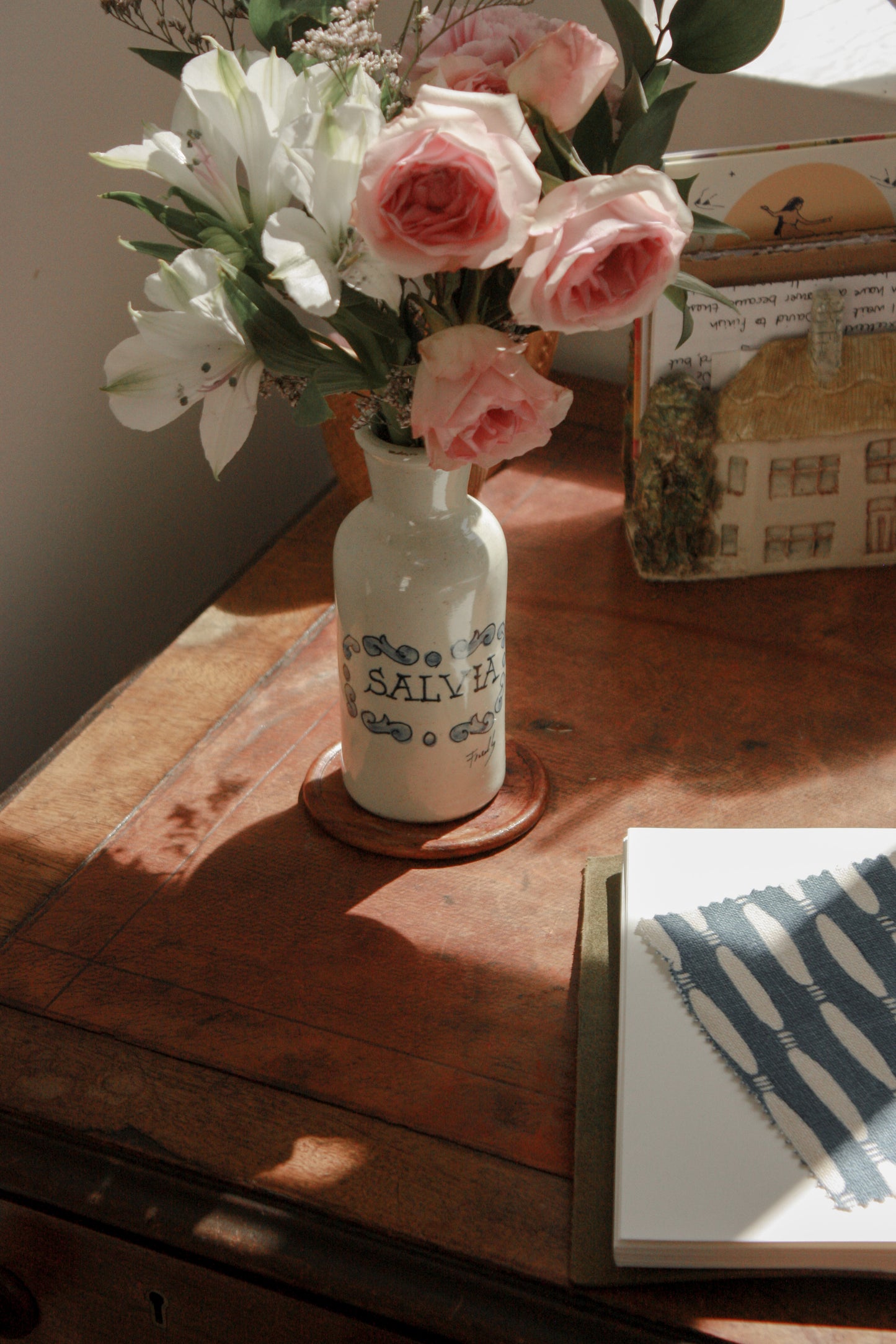 Vintage French hand painted bottle