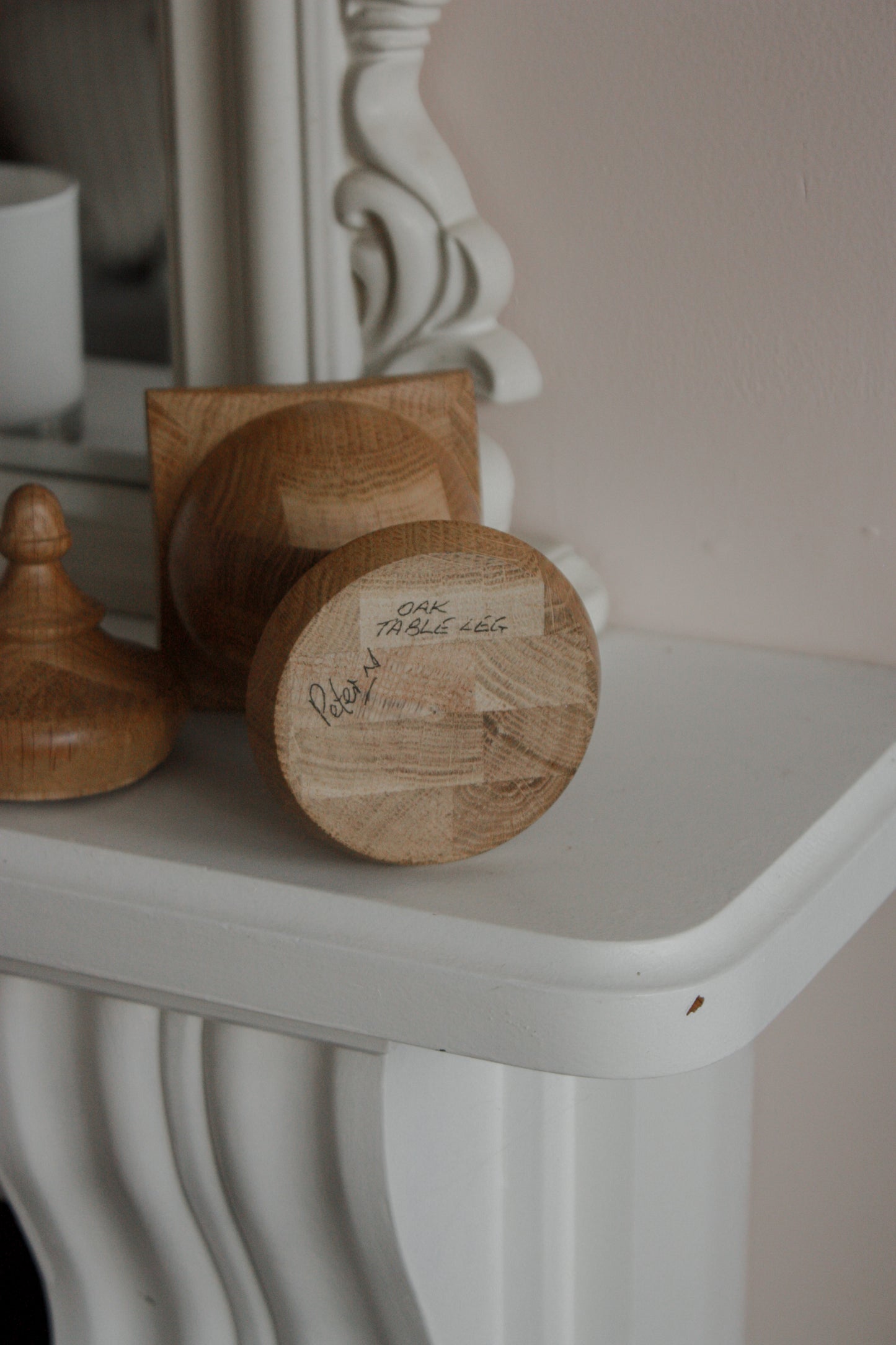 Vintage turned oak pot (table leg)