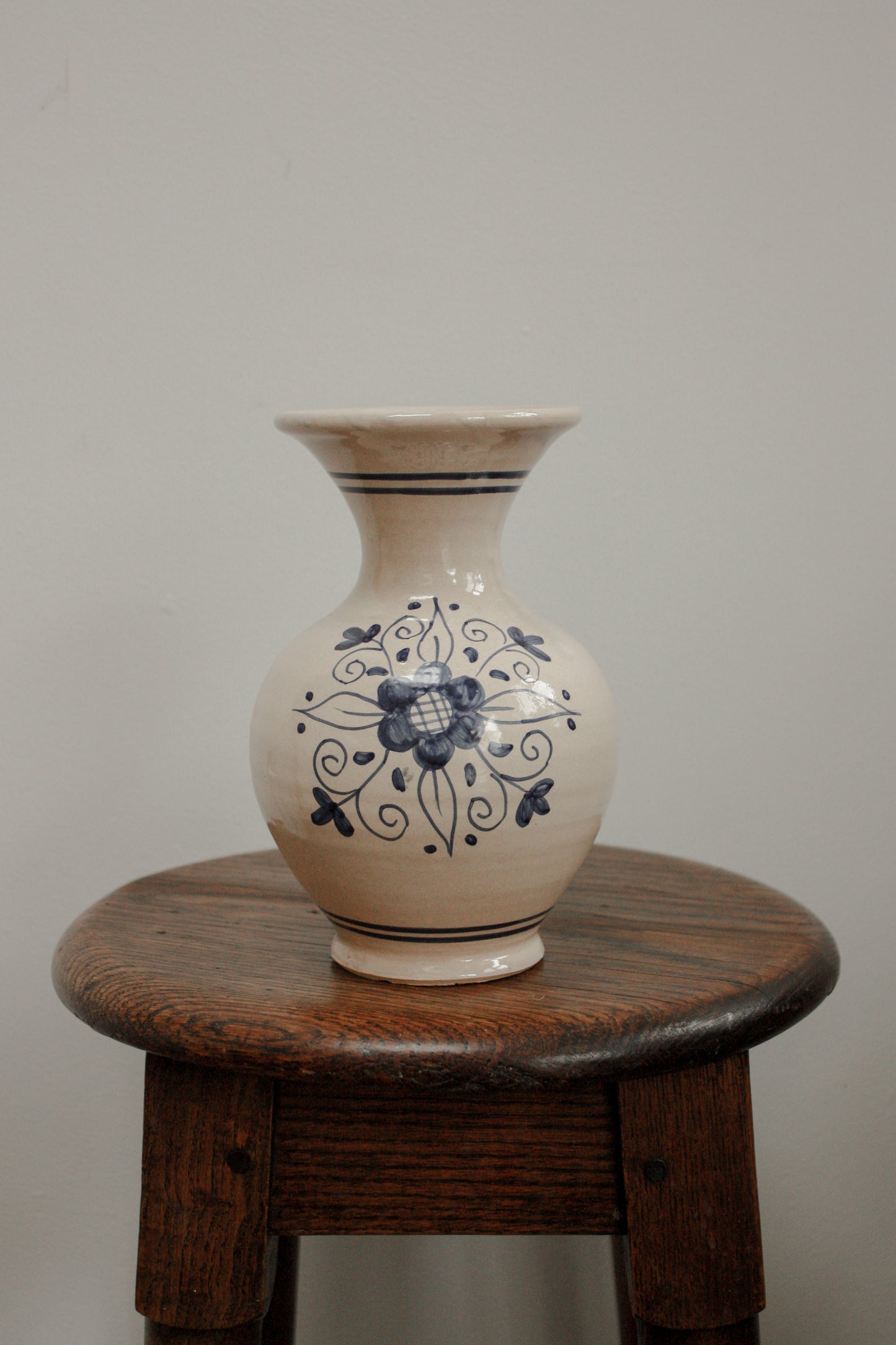 Vintage hand-painted vase - floral folk art style