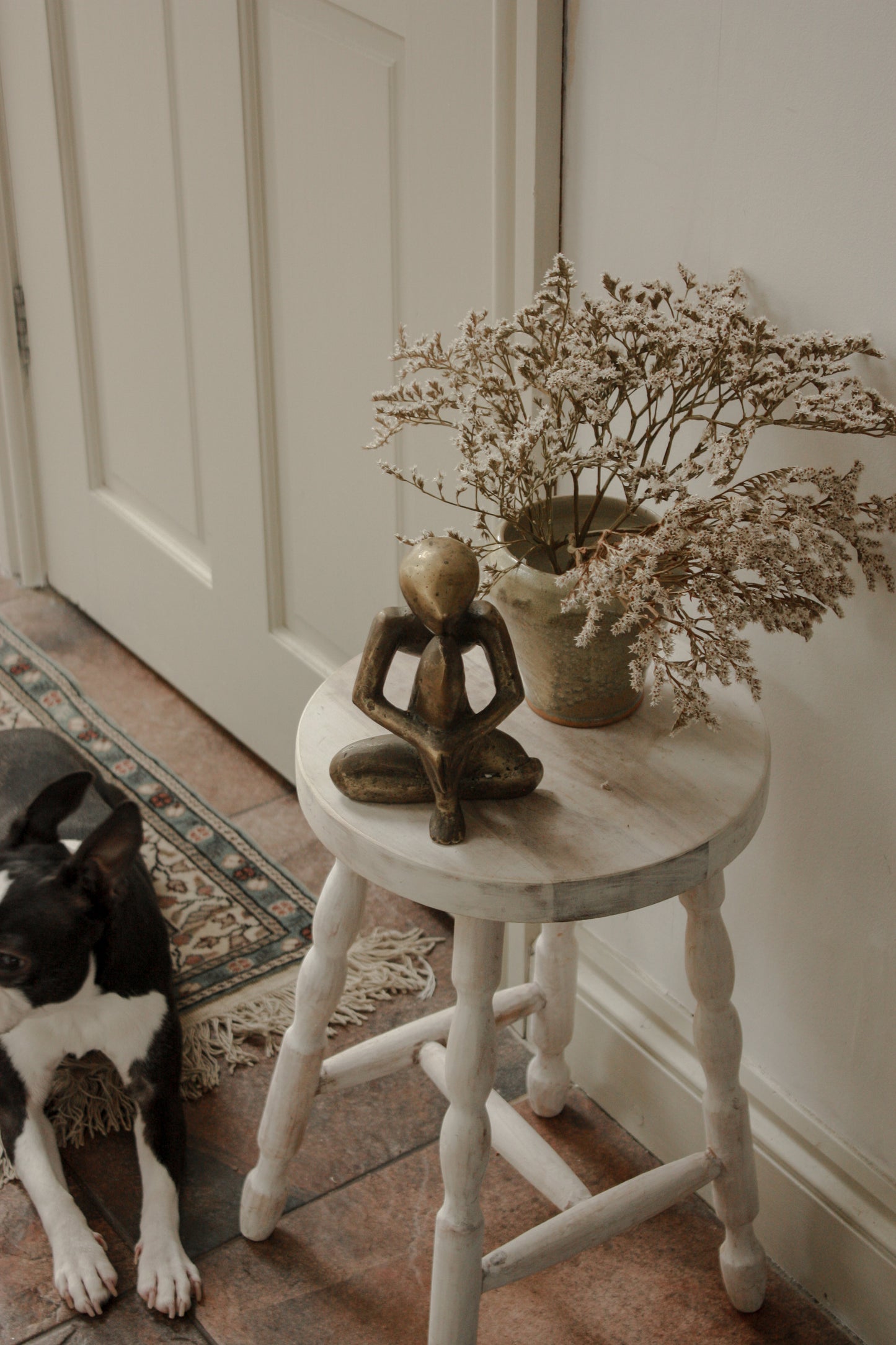 Vintage solid brass sculpture - “Pensive”