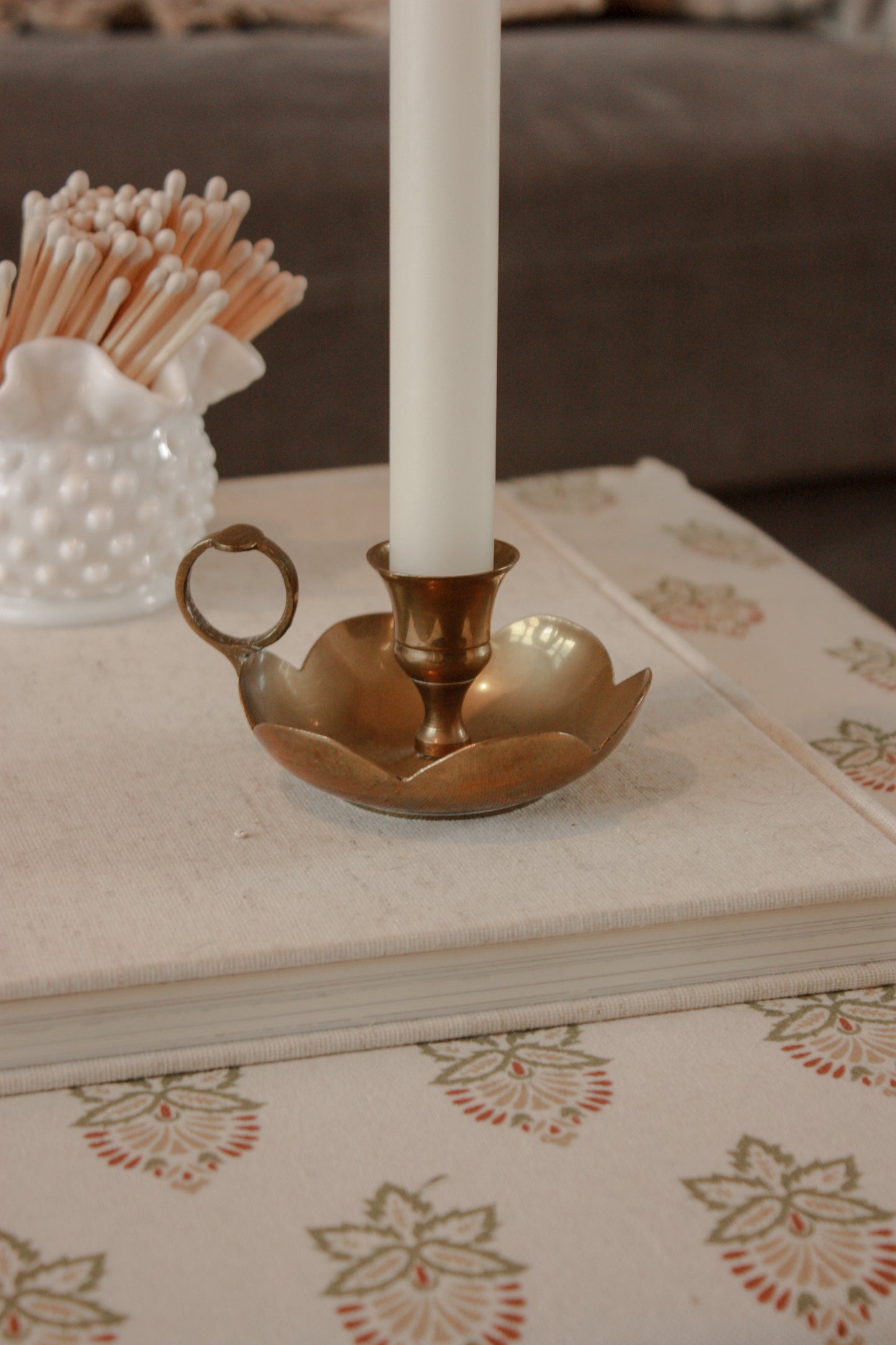 Vintage scalloped brass candleholder