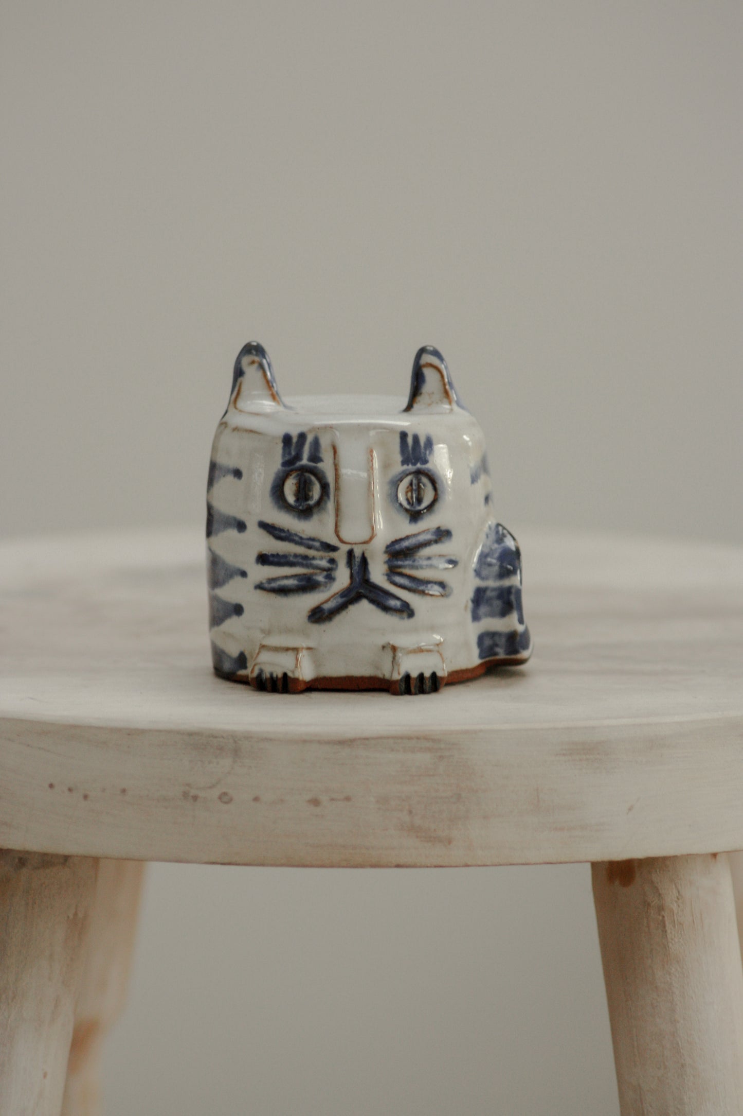 Vintage studio pottery stylised cat sculpture