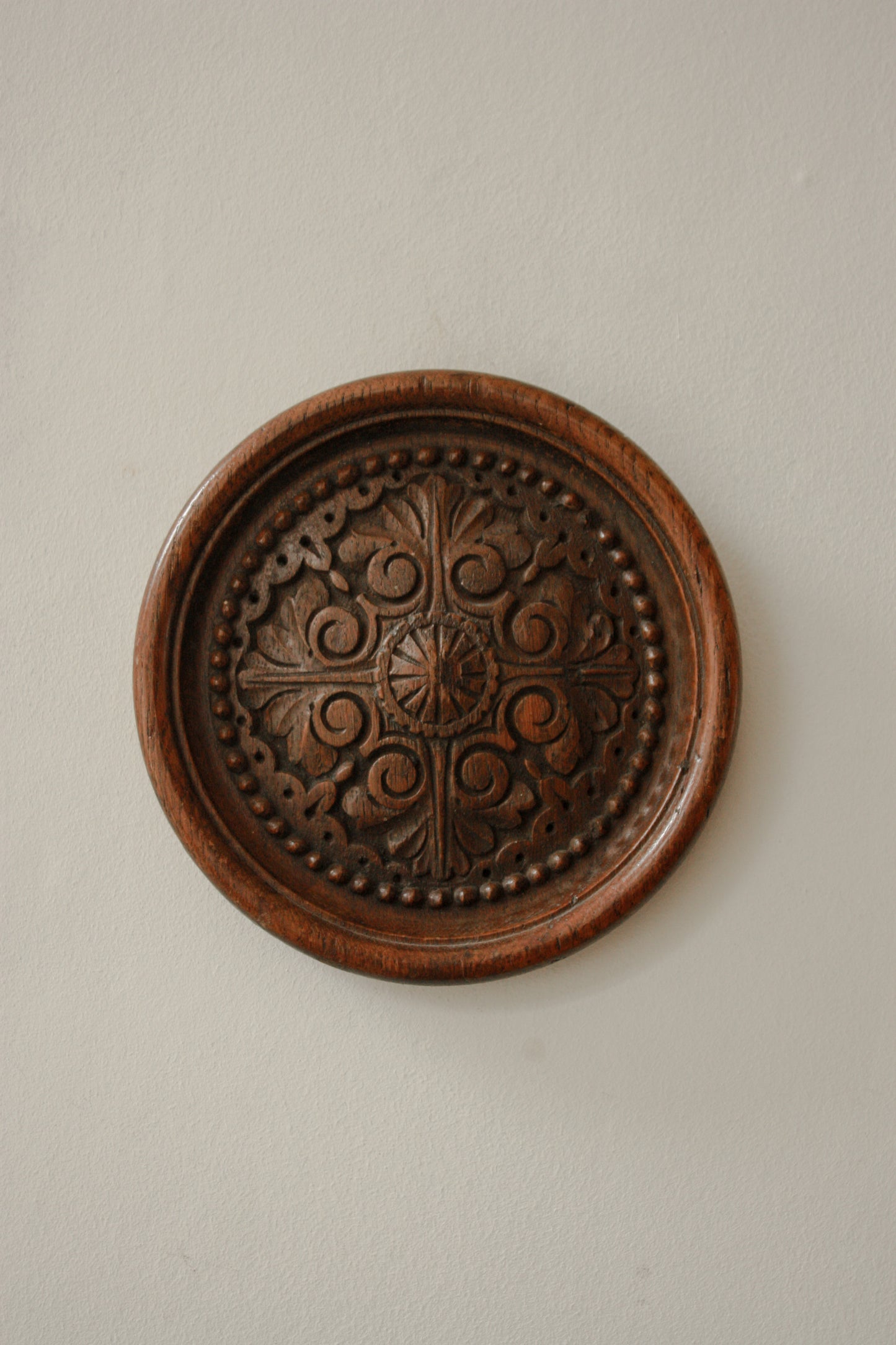 Vintage hand carved wooden wall plaque