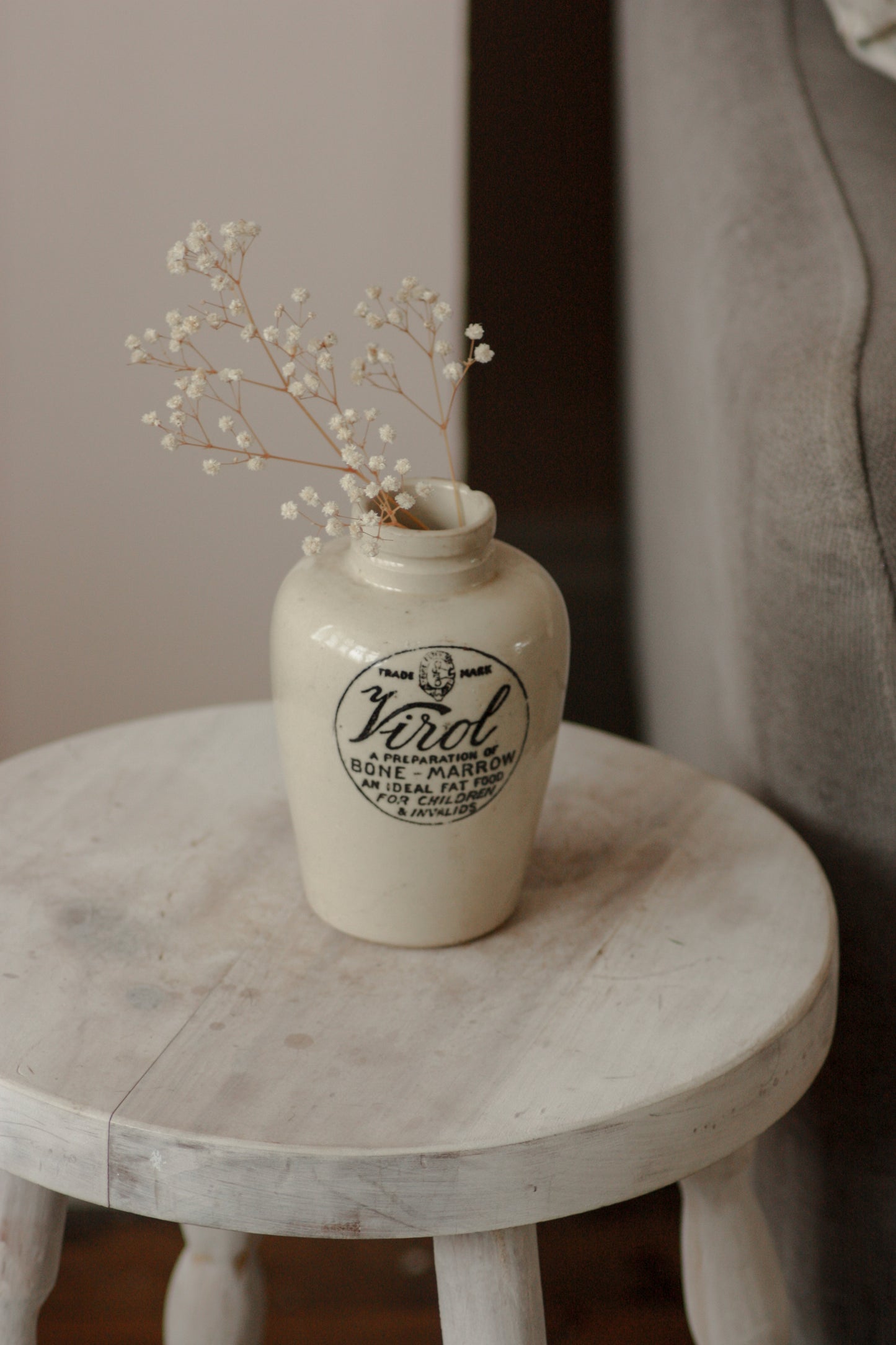 Vintage large Virol stoneware bottle bud vase