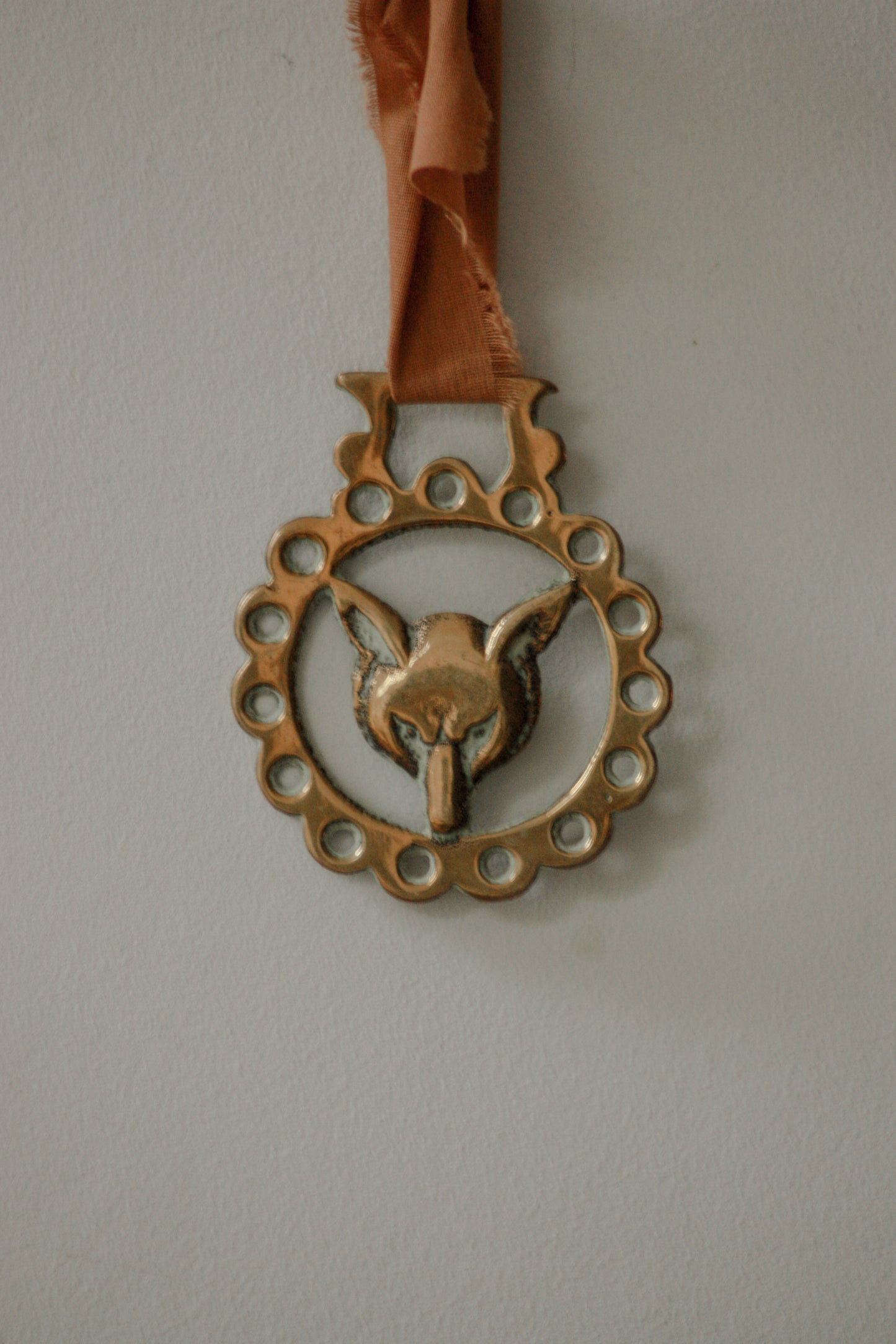 Vintage fox horse brass token