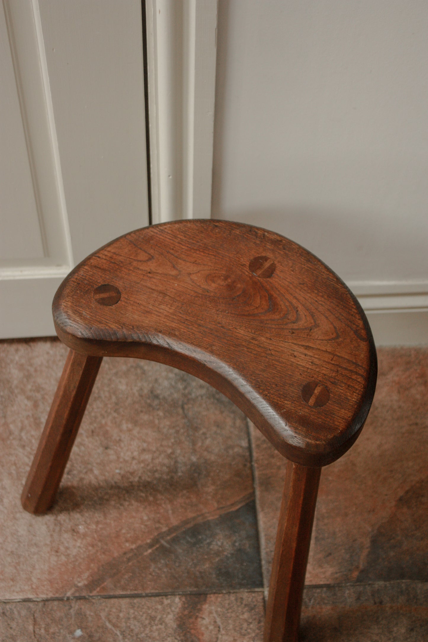 Vintage wooden stool - kidney bean seat