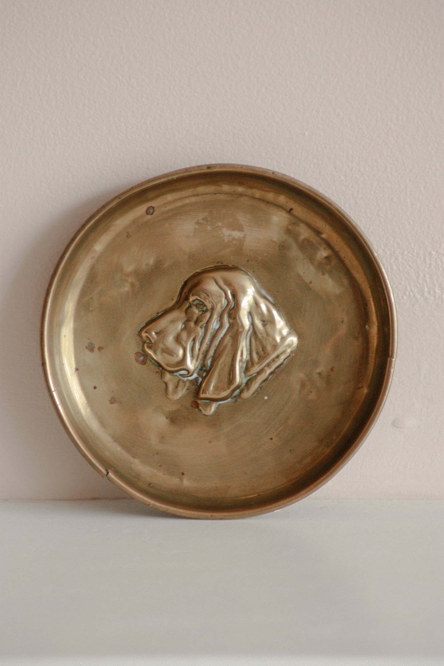 Vintage brass basset hound dish