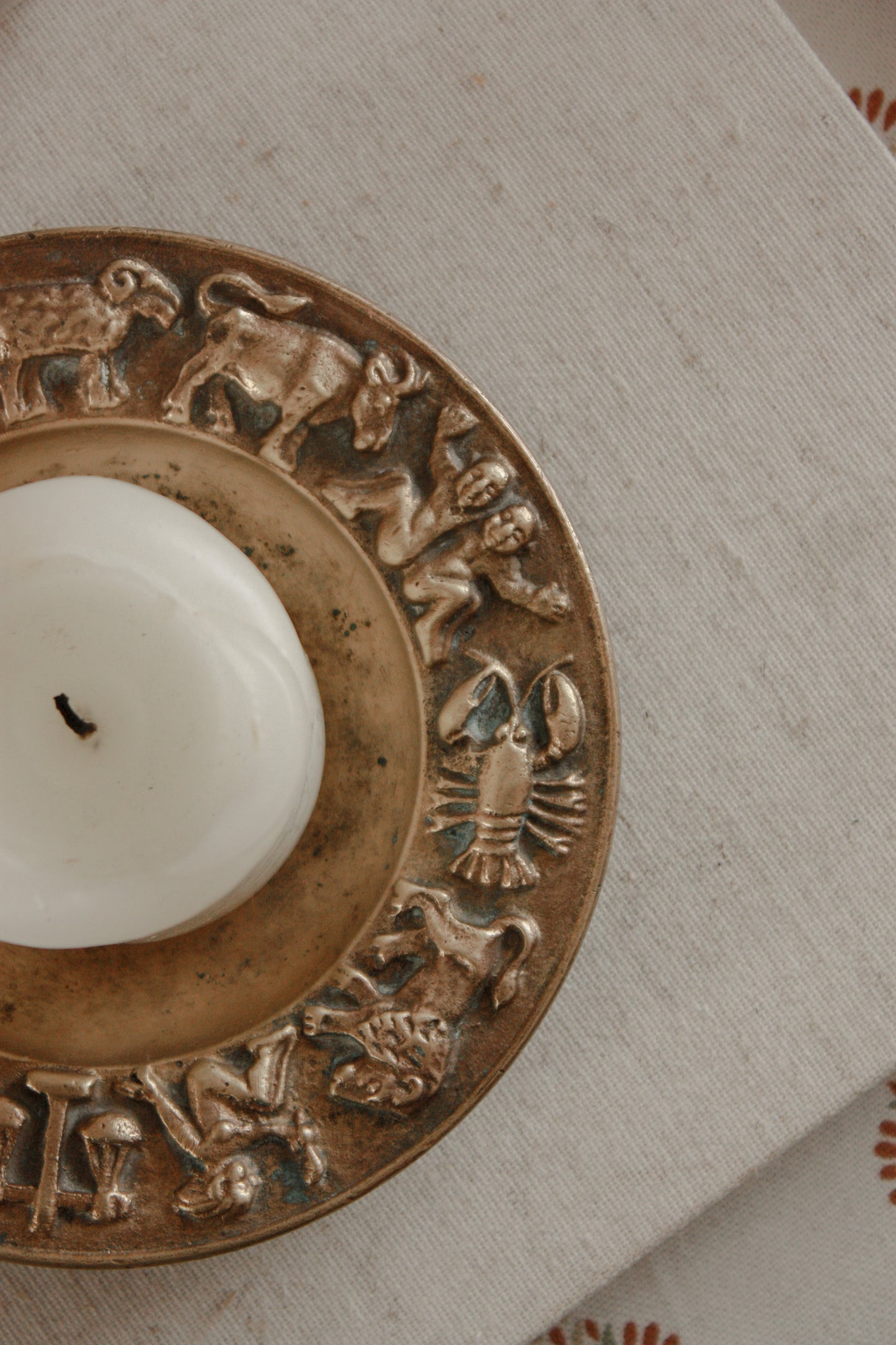 Vintage mid-century solid bronze zodiac bowl