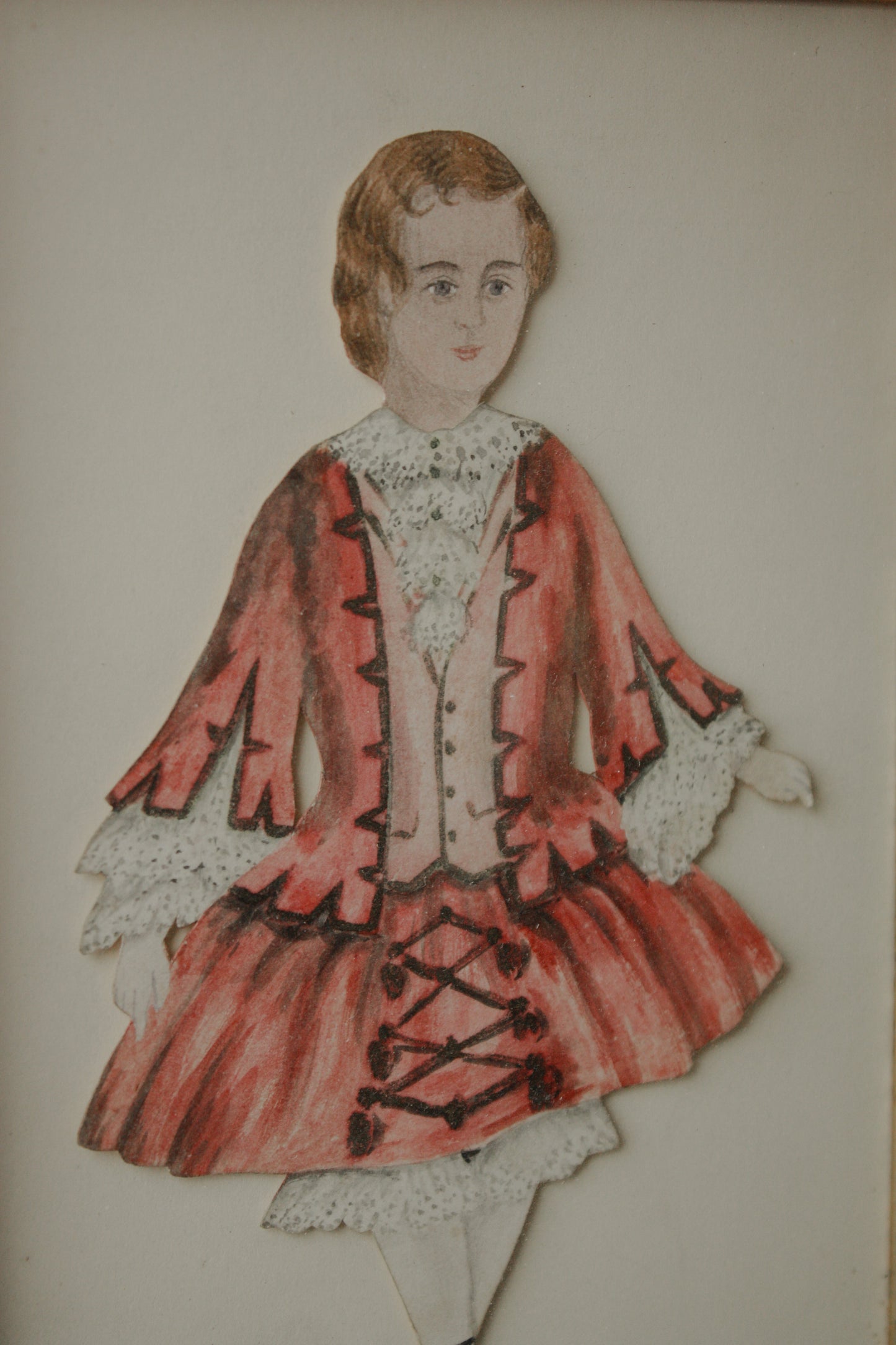 Antique framed French watercolour - boys wear pink too