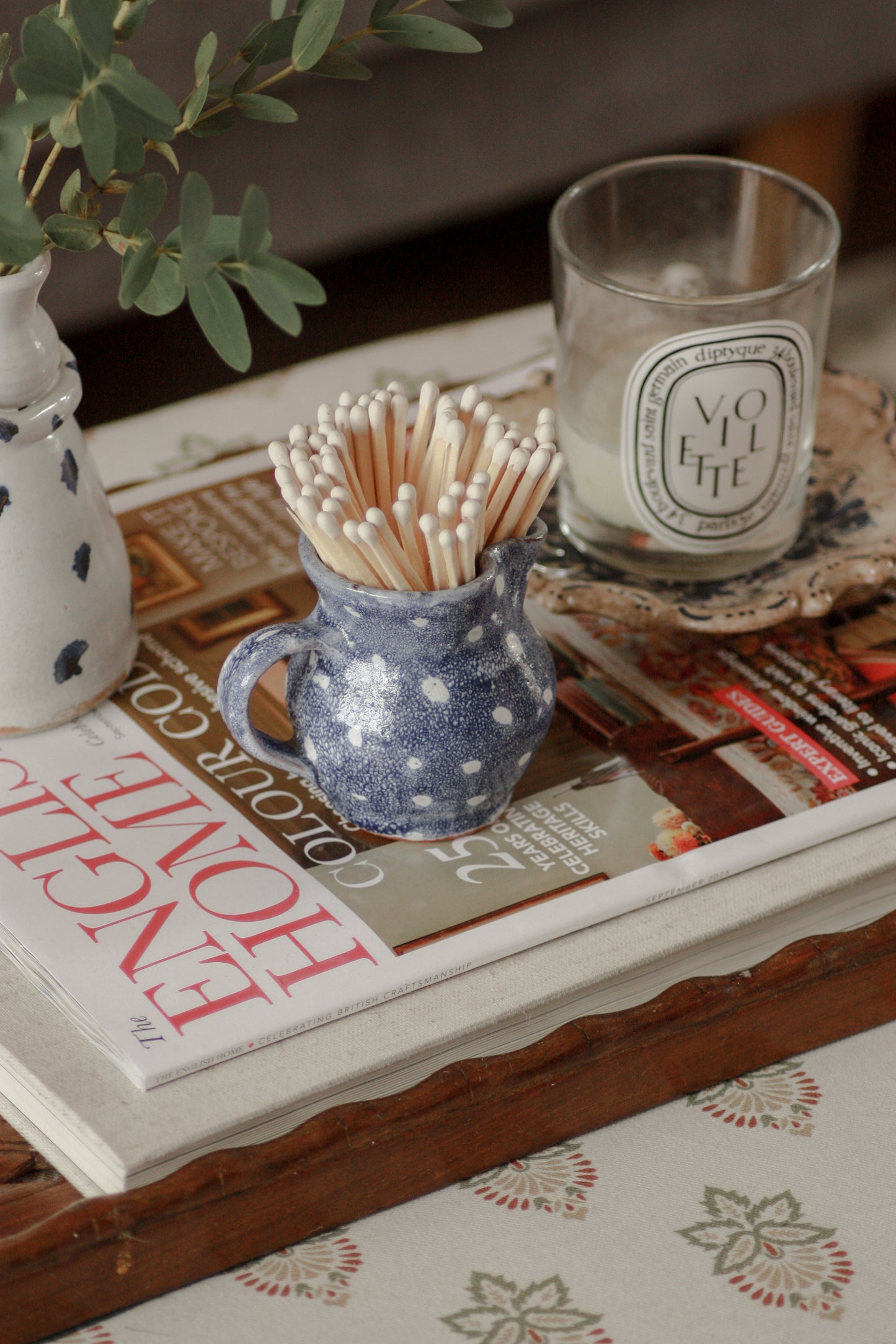 Studio pottery spotted creamer match pot