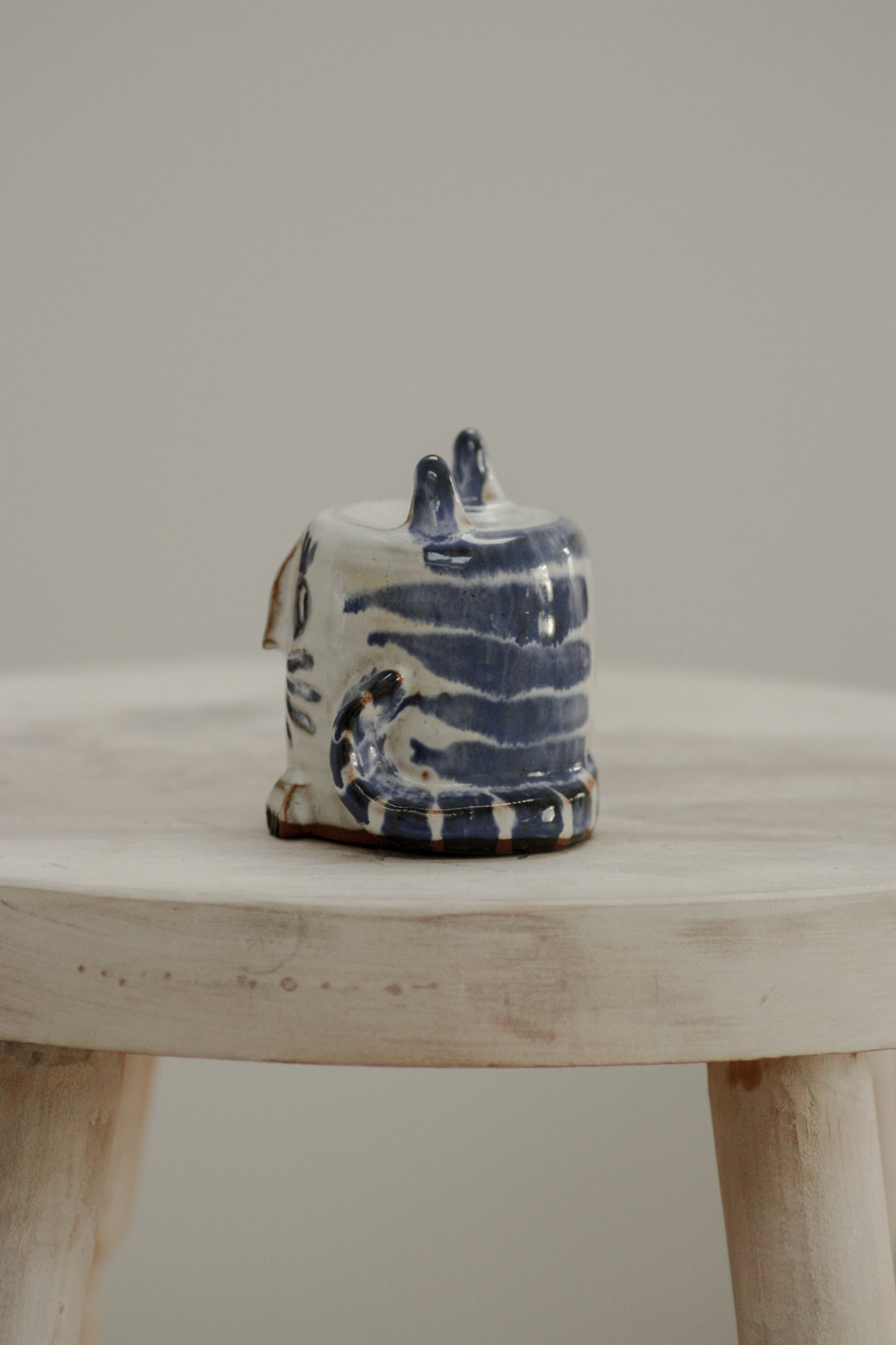 Vintage studio pottery stylised cat sculpture
