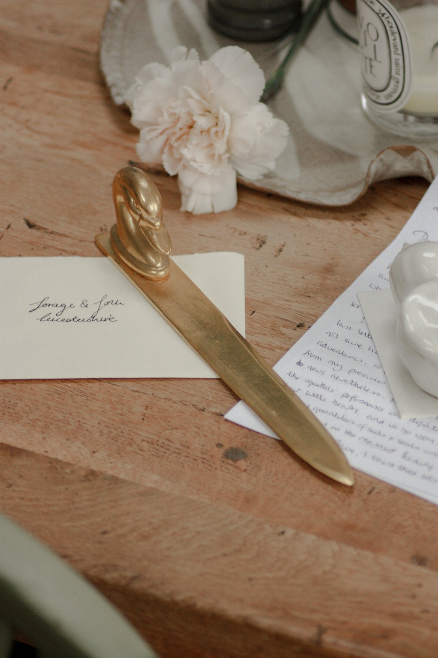 Vintage brass swan letter opener