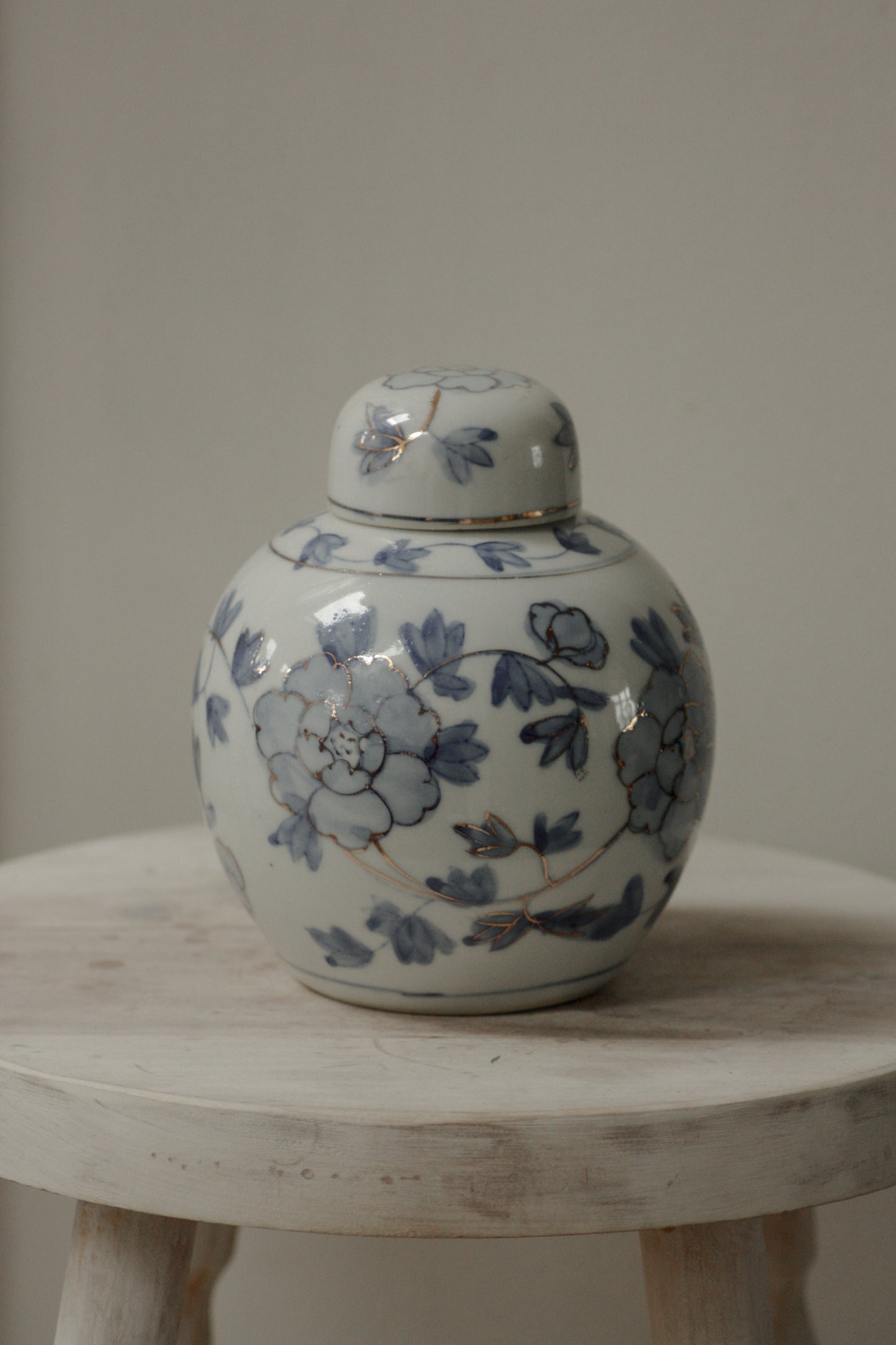 Vintage blue and white Chinese jar