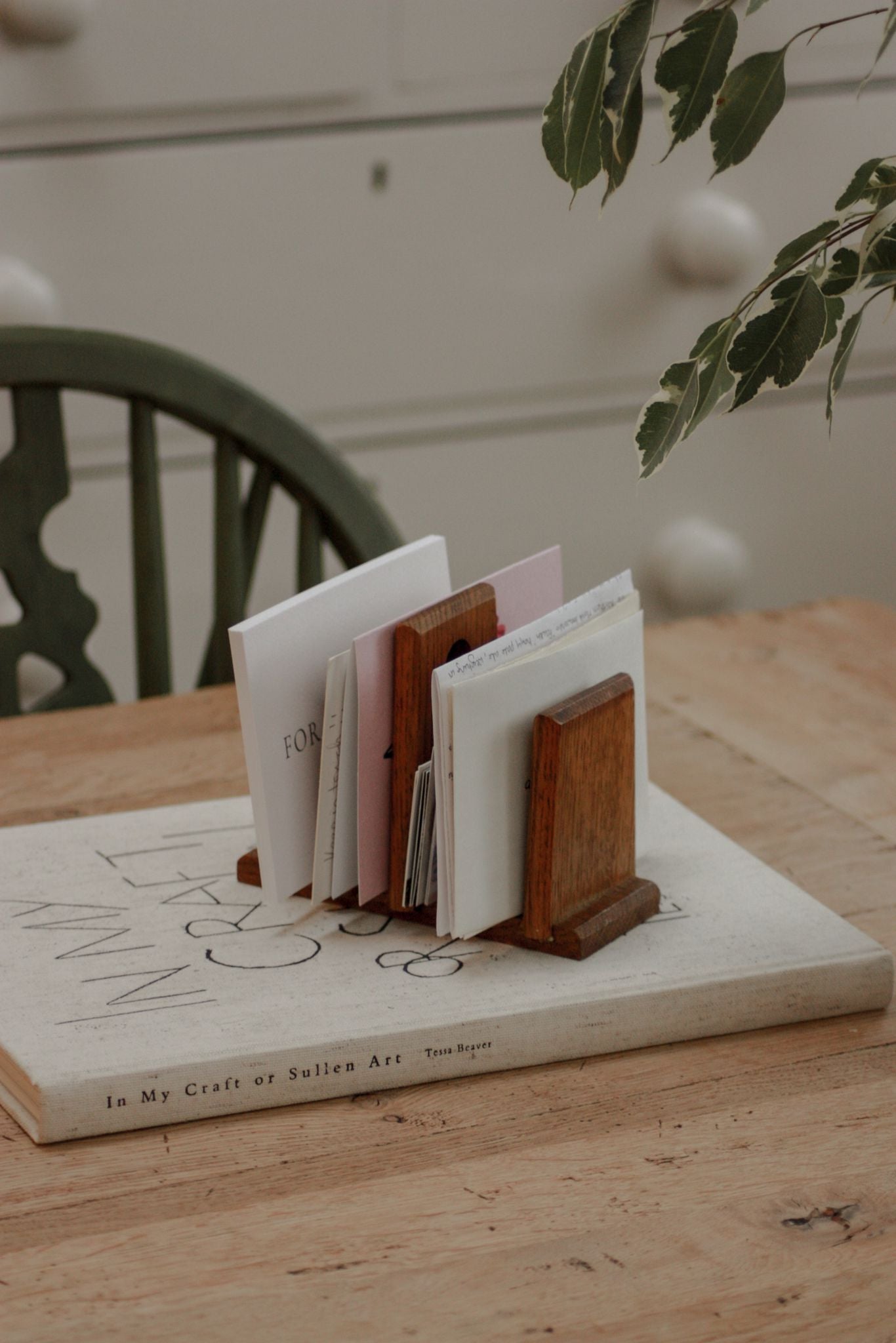 Vintage wooden letter / stationery rack