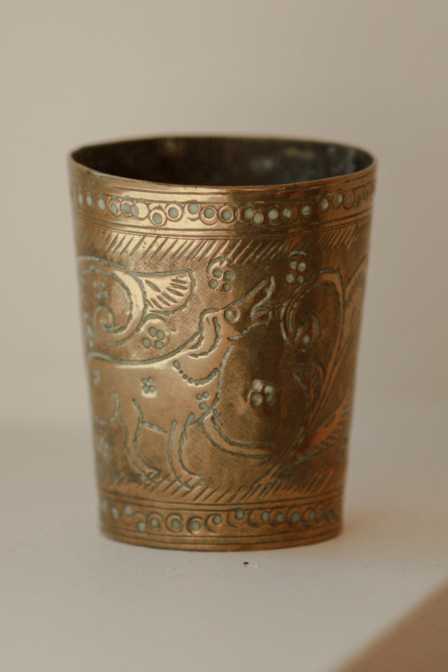 Vintage Indian brass lassi cup / match pot