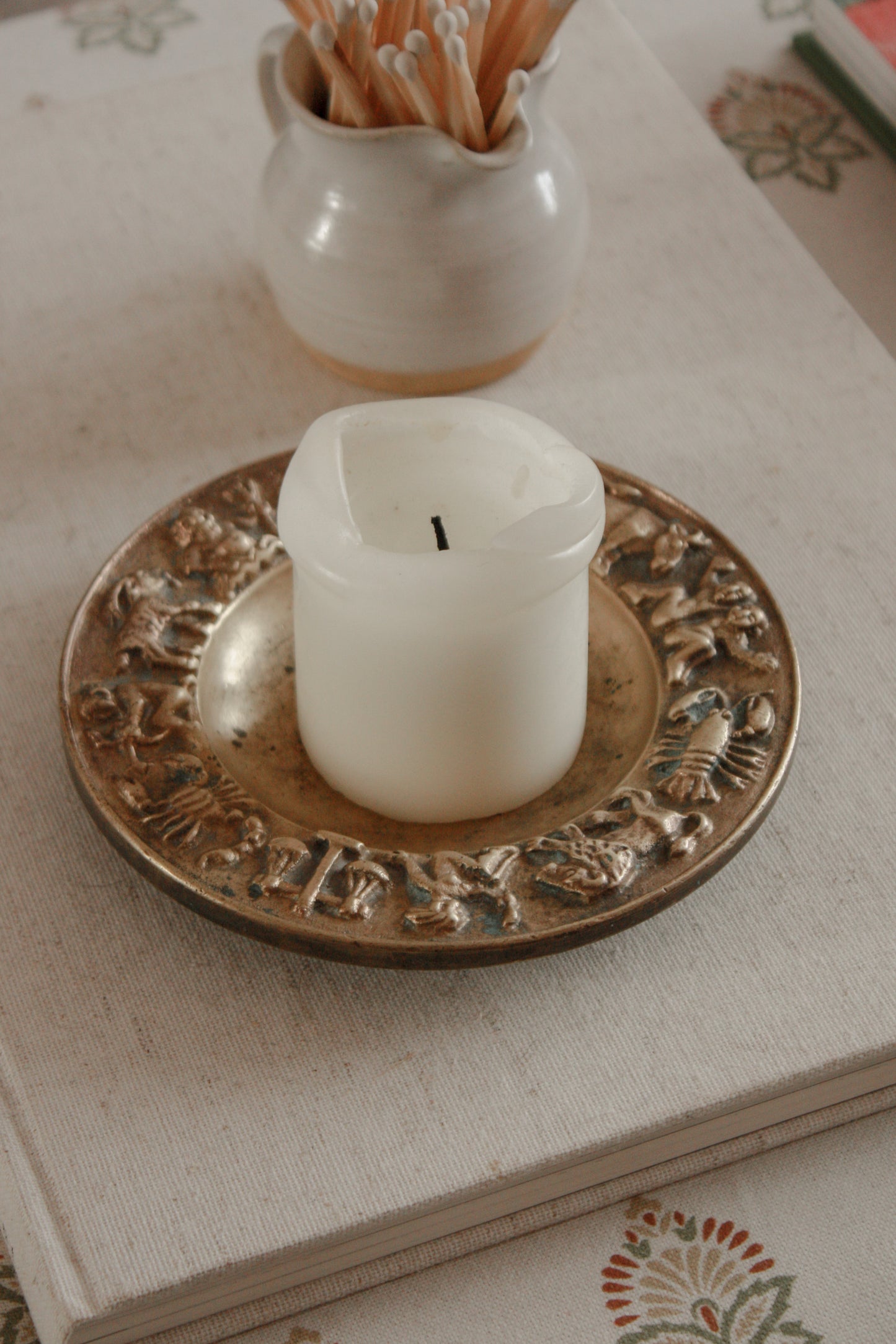 Vintage mid-century solid bronze zodiac bowl