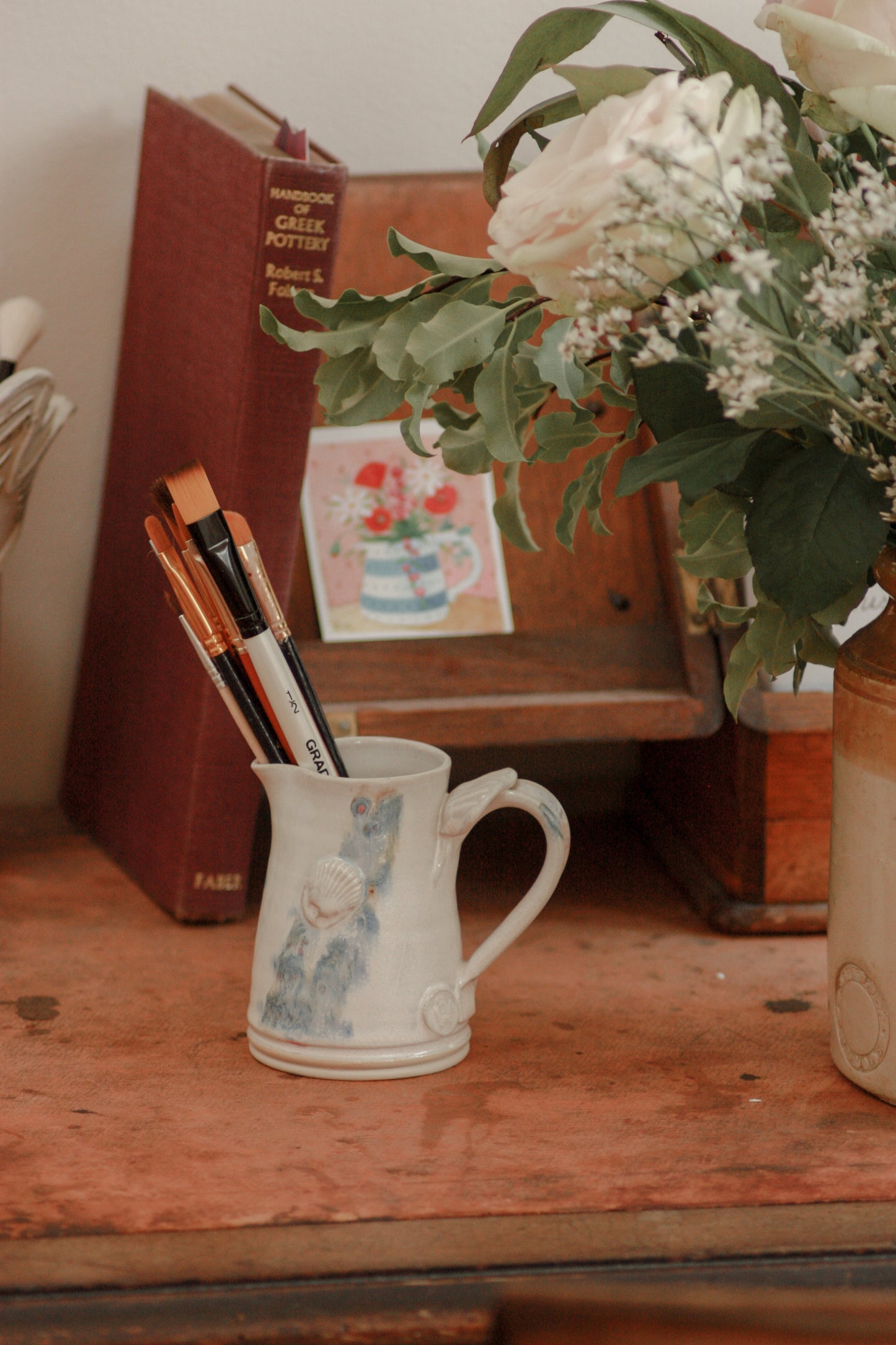 Vintage studio pottery shell creamer - Brenda Wright