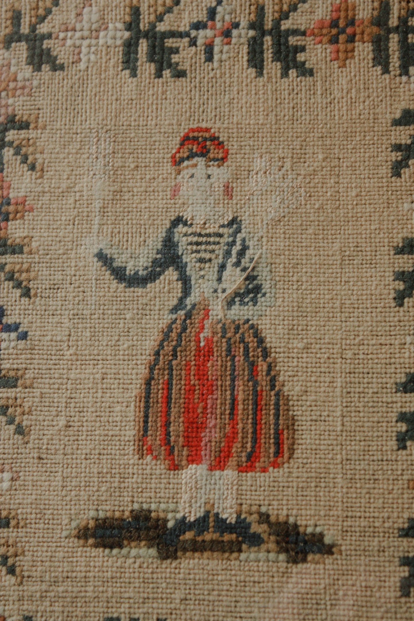 Vintage framed needlepoint embroidery folk art