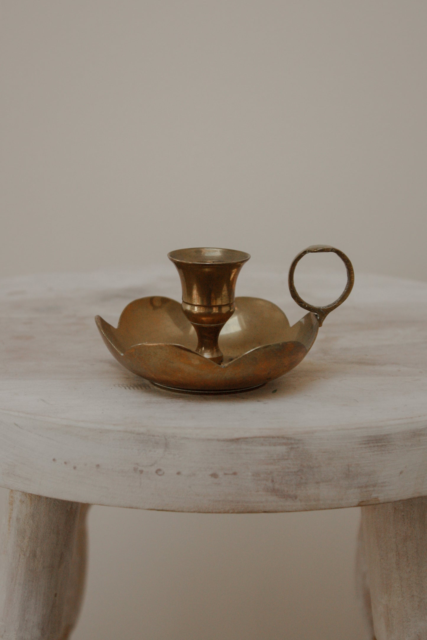 Vintage scalloped brass candleholder