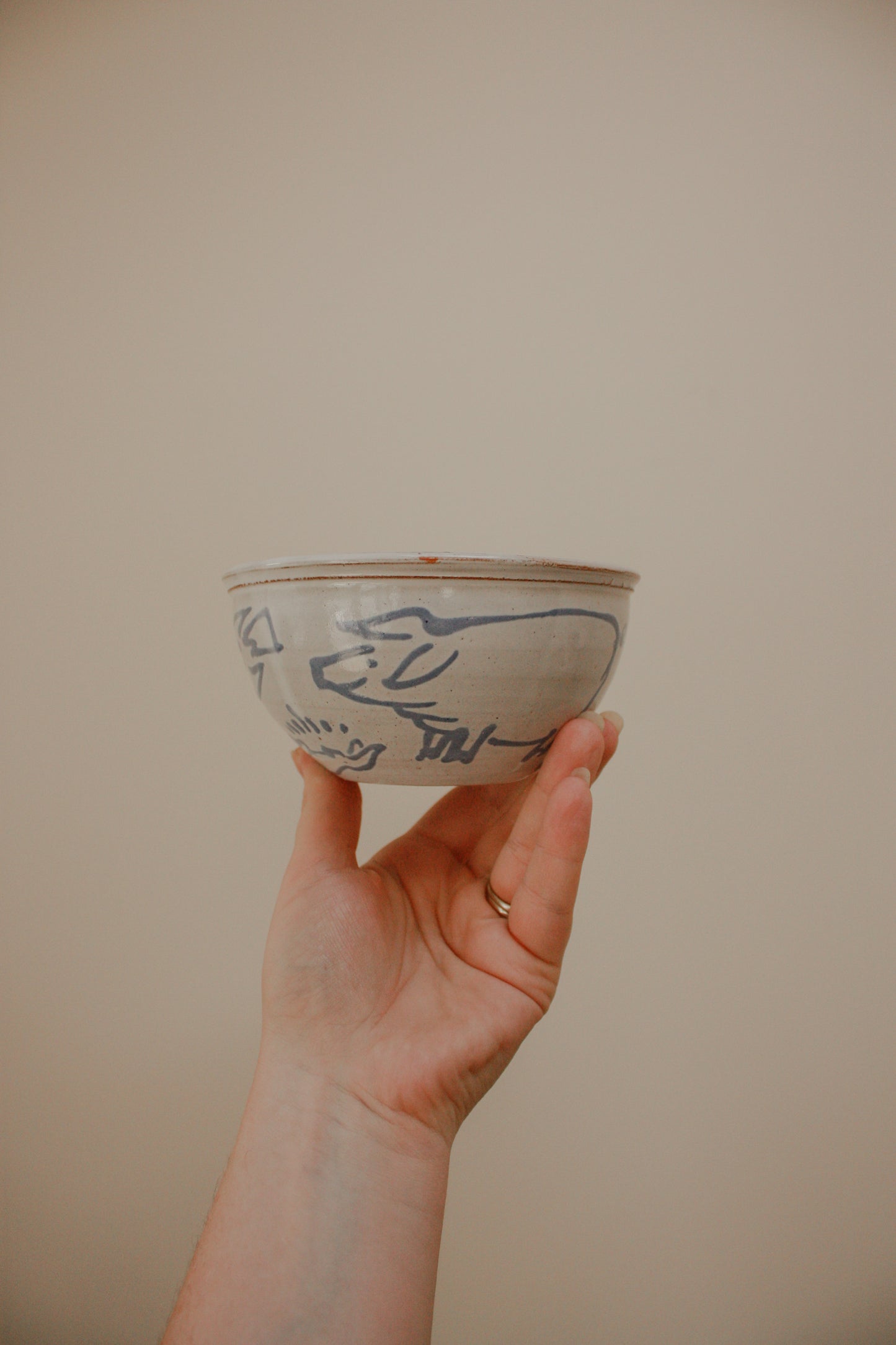 Studio pottery folk art bowl - Hans Ullrich
