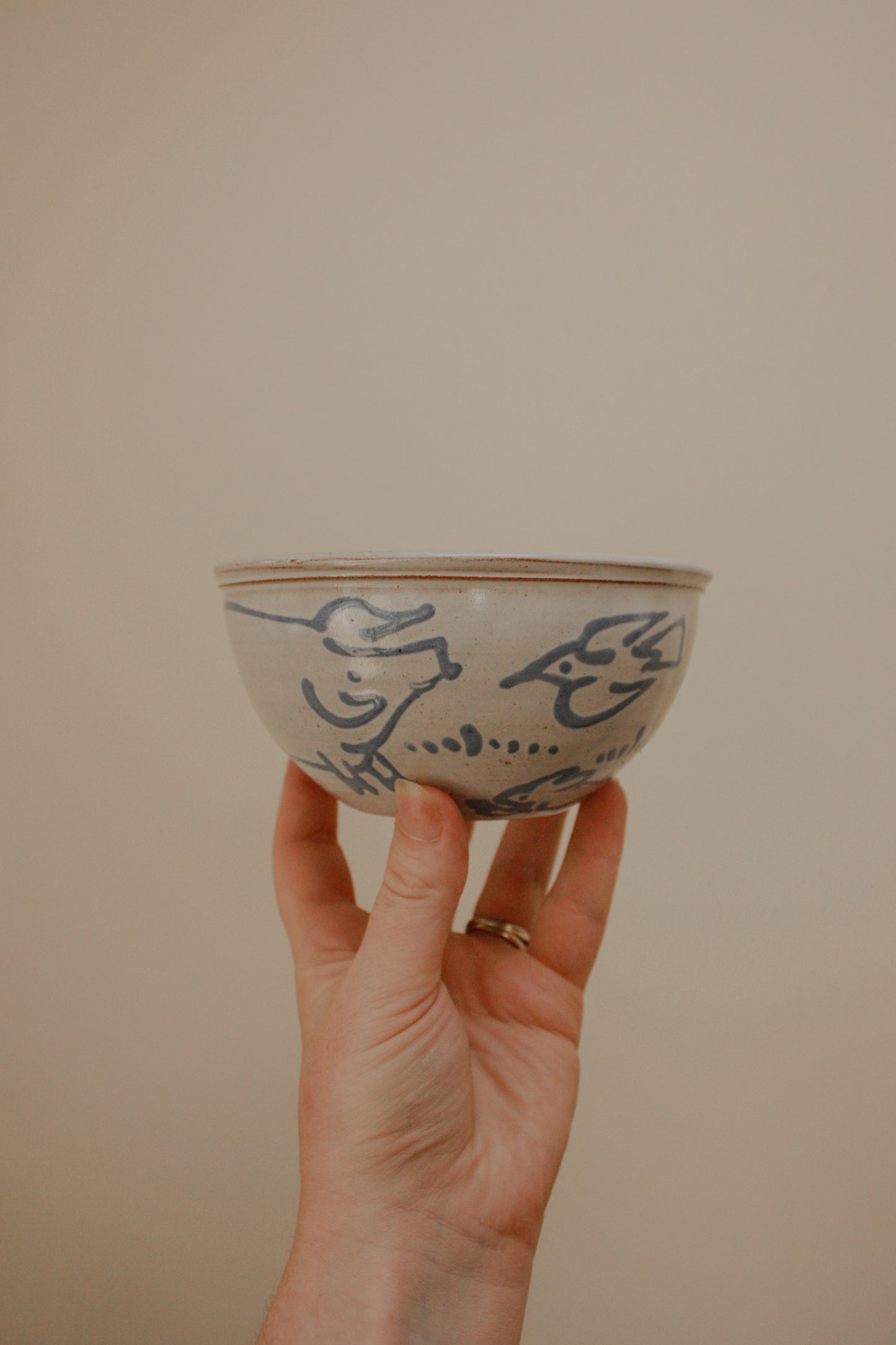 Studio pottery folk art bowl - Hans Ullrich