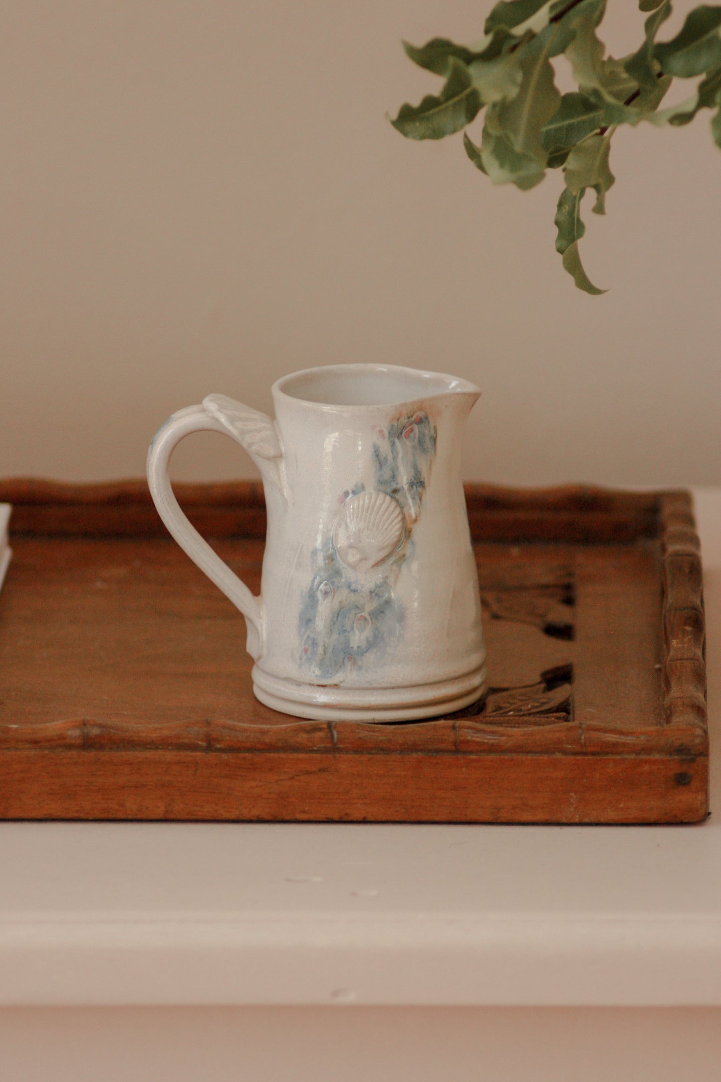 Vintage studio pottery shell creamer - Brenda Wright