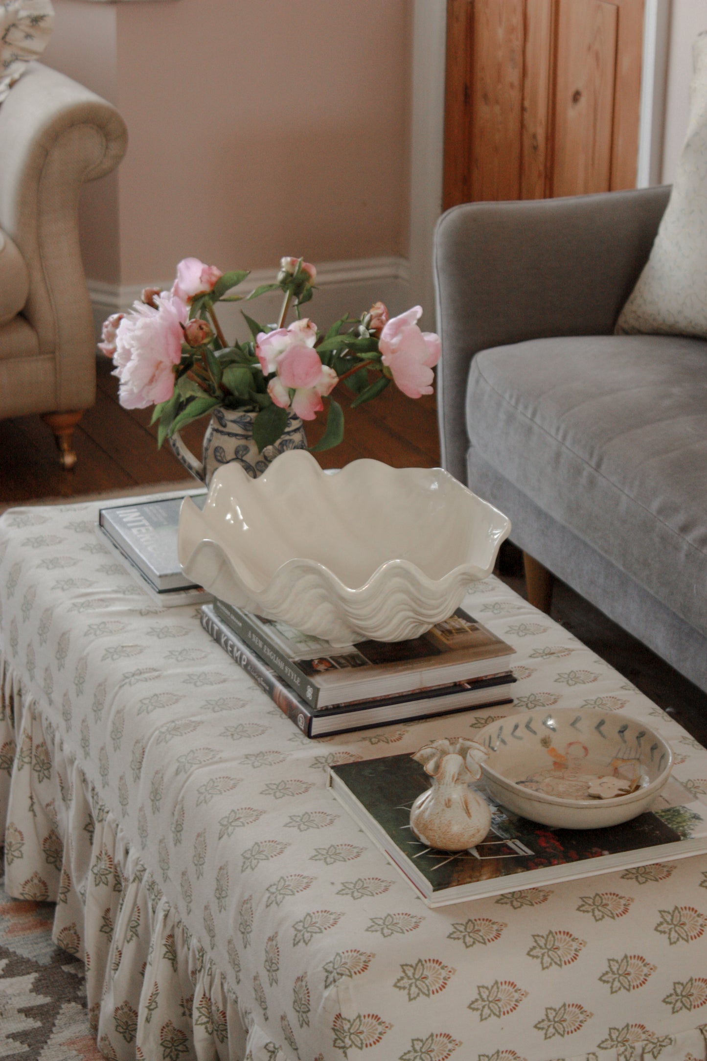 Handcrafted ceramic giant oyster shell bowl