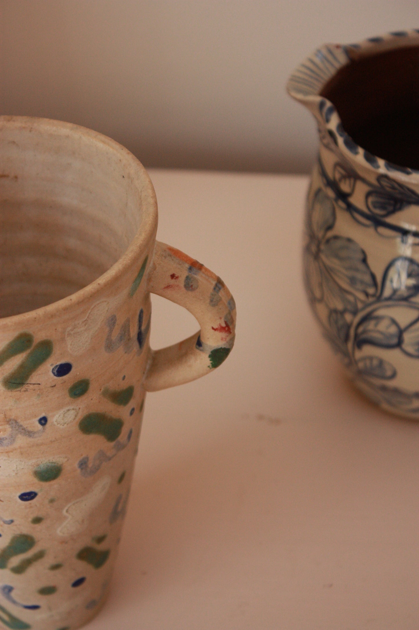 Vintage hand painted studio pottery trophy vase