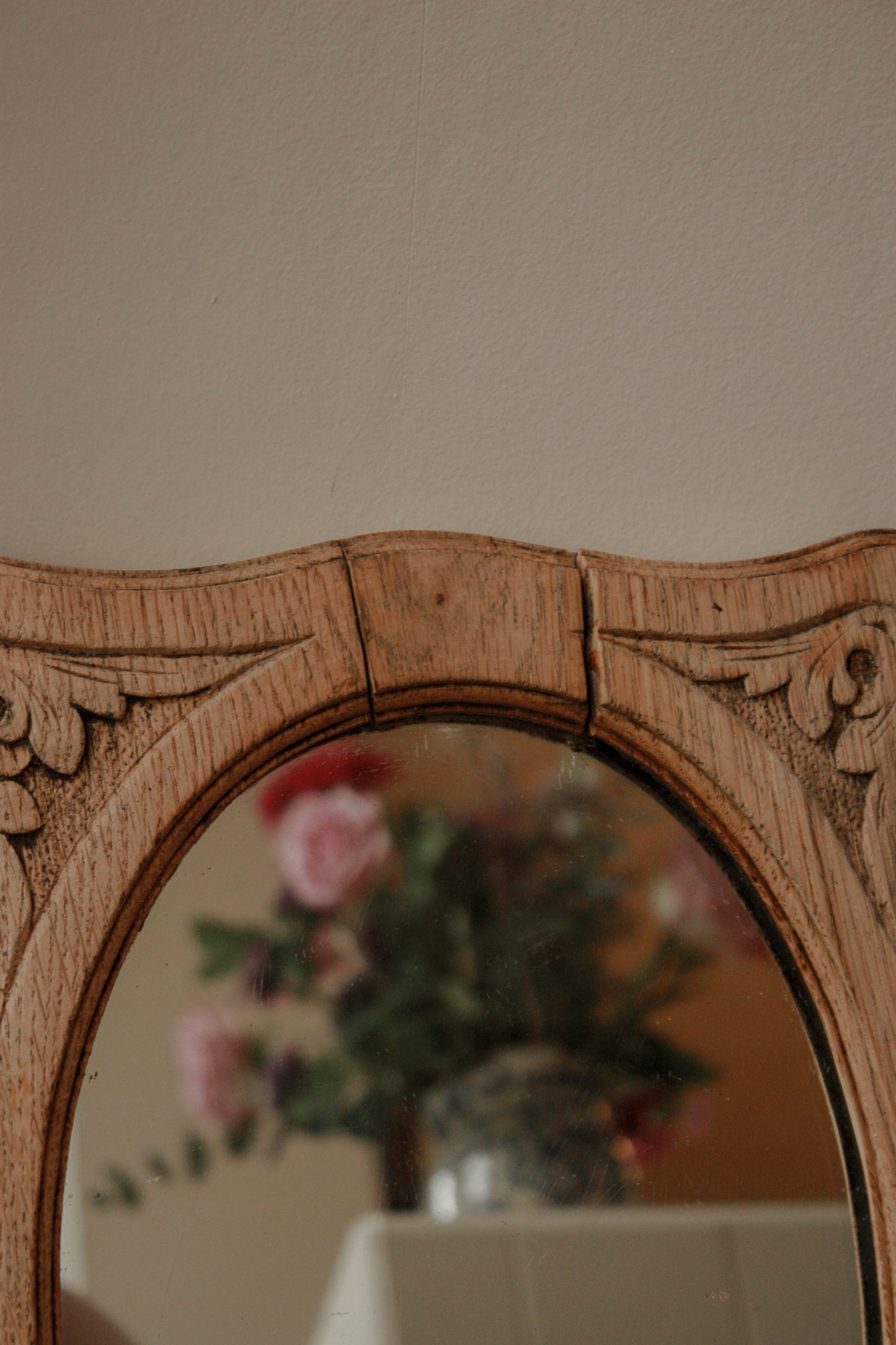 Vintage hand carved wooden mirror