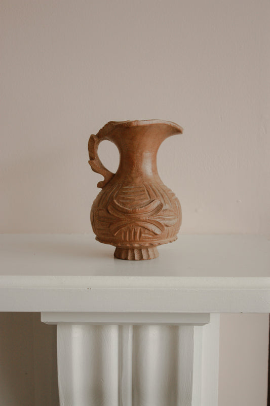 Vintage carved wooden decorative vessel