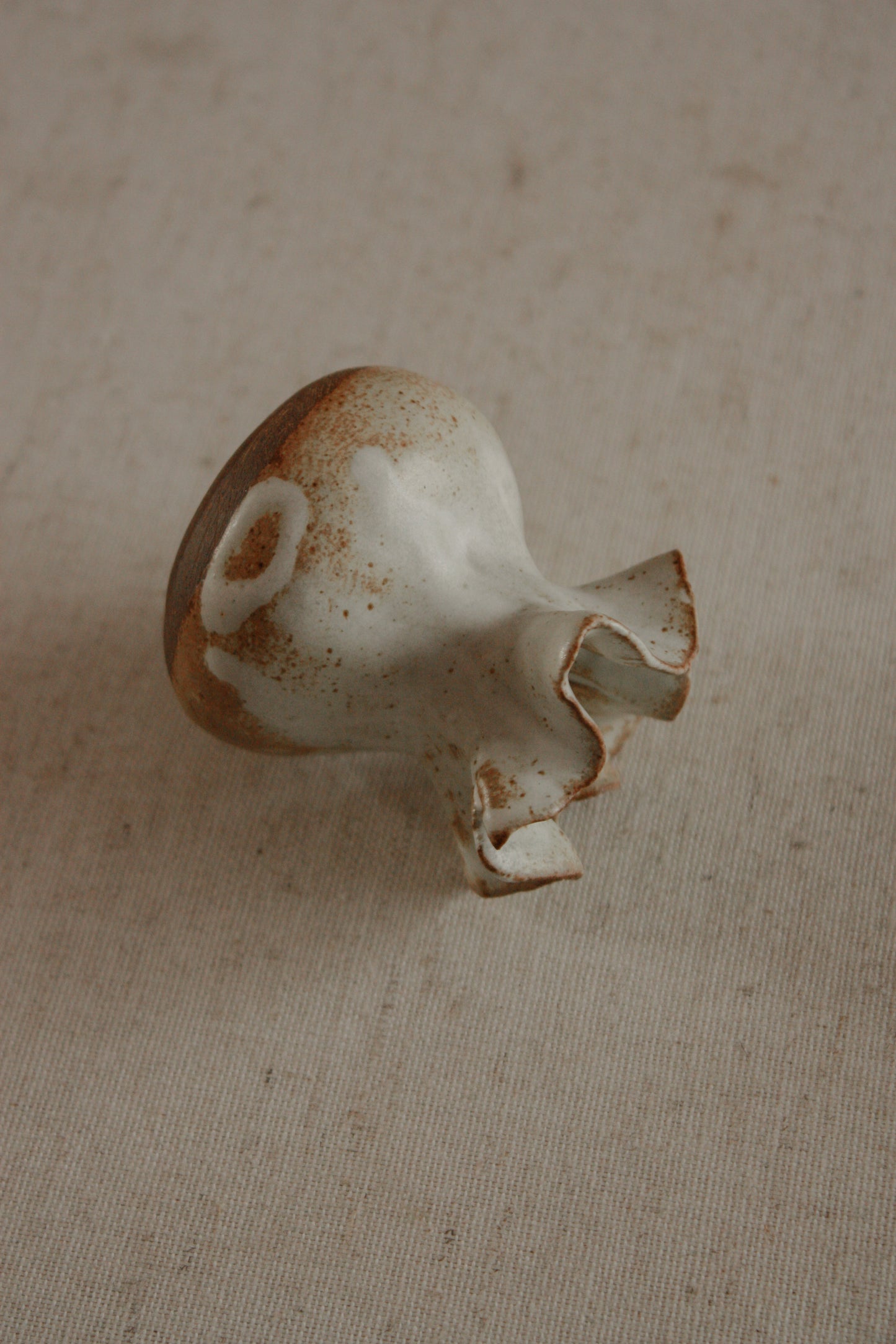 Studio pottery organic ruffle rim pot