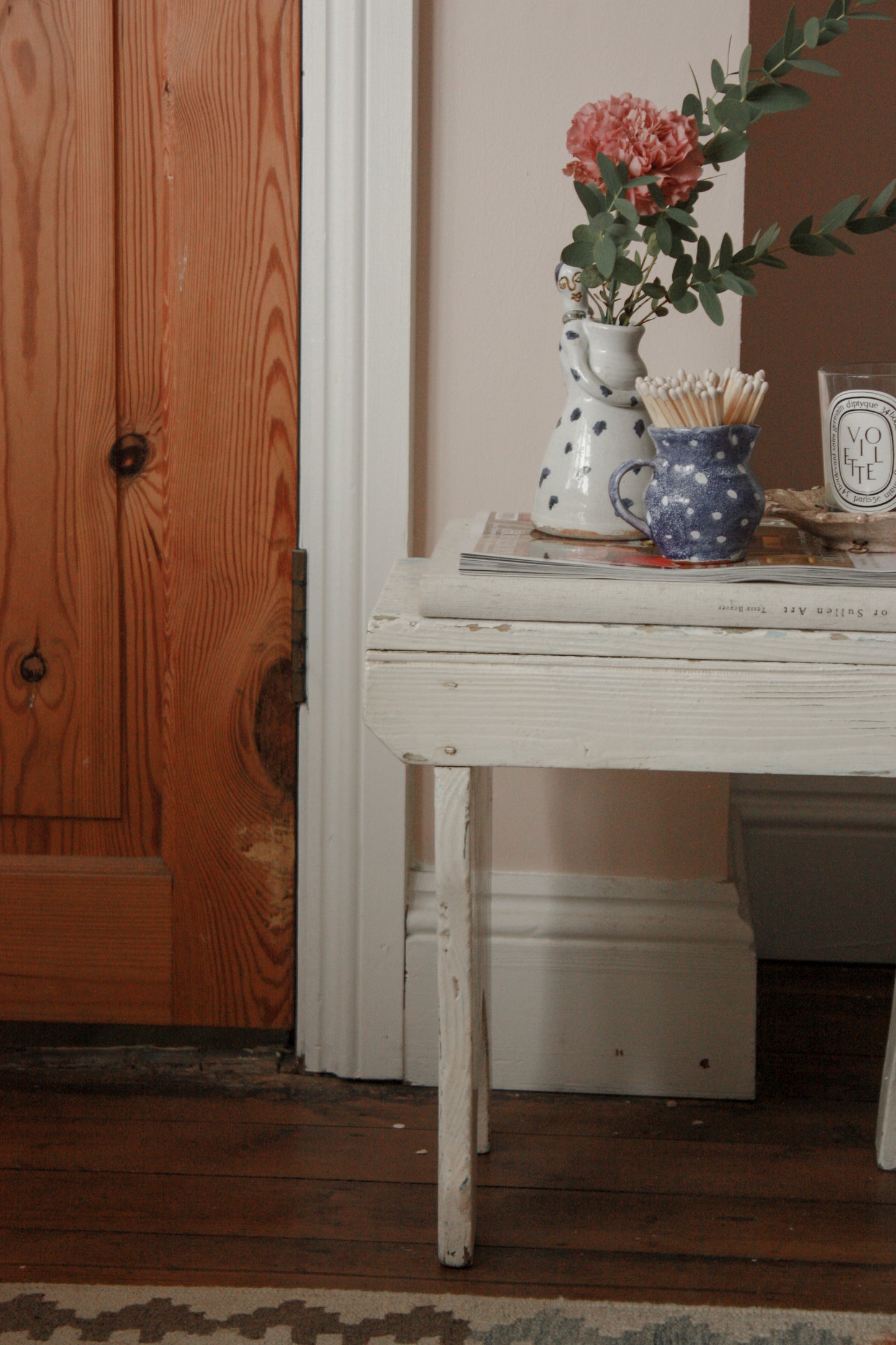 Vintage chippy painted stool
