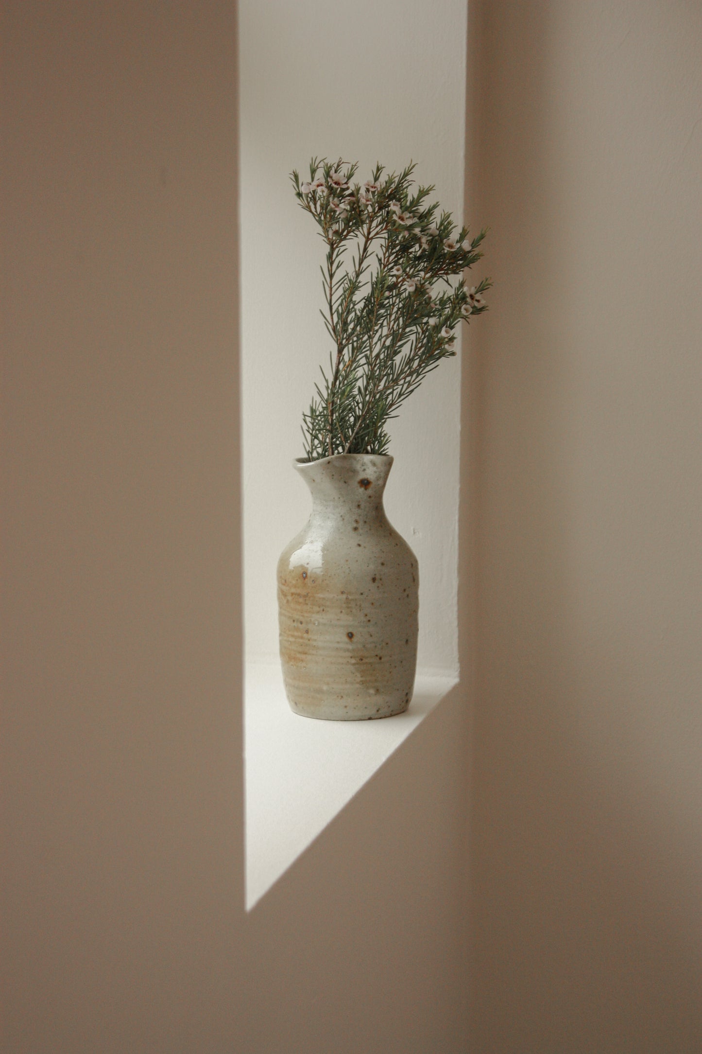 Vintage French pinch spout stoneware carafe