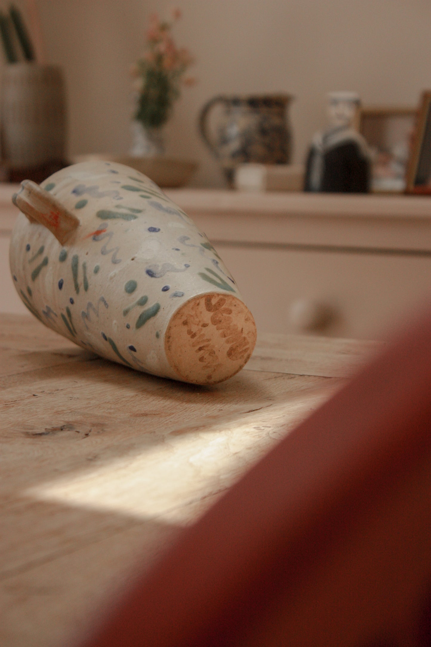 Vintage hand painted studio pottery trophy vase