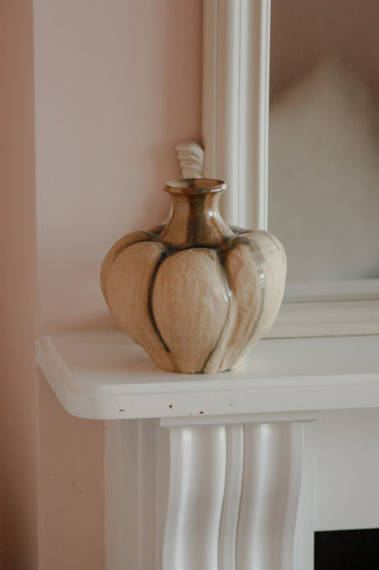 Vintage studio pottery drip glaze gourd pot