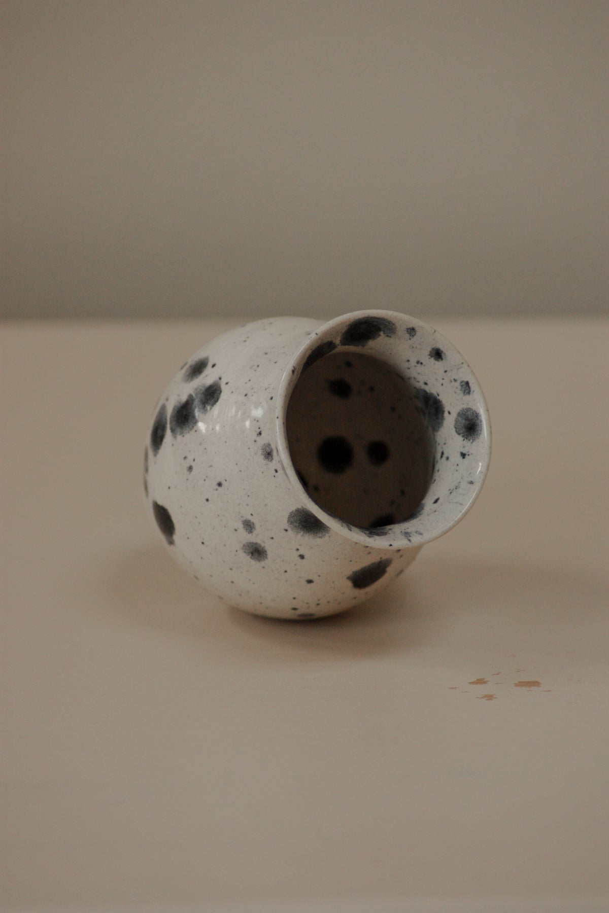 Contemporary art pottery blue and white splatter pot