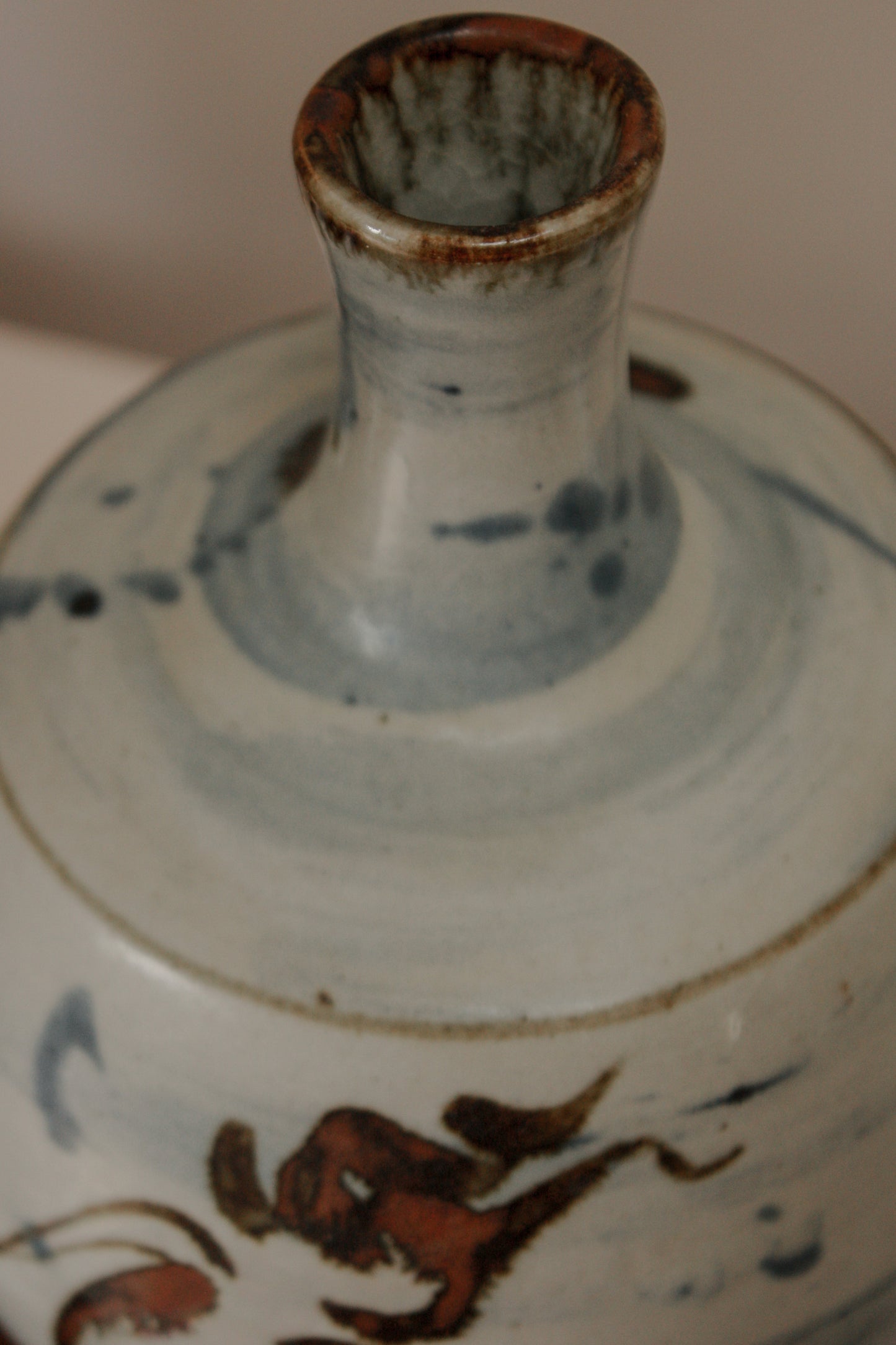 Vintage abstract mermaid studio pottery vessel