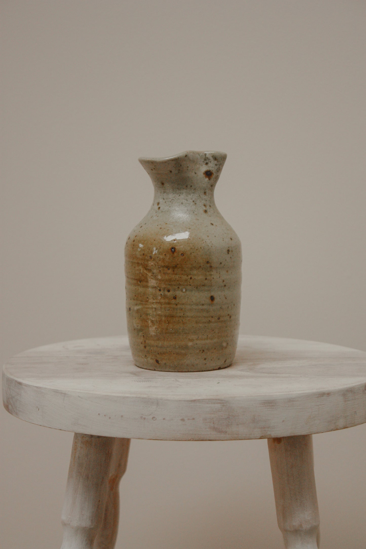 Vintage French pinch spout stoneware carafe