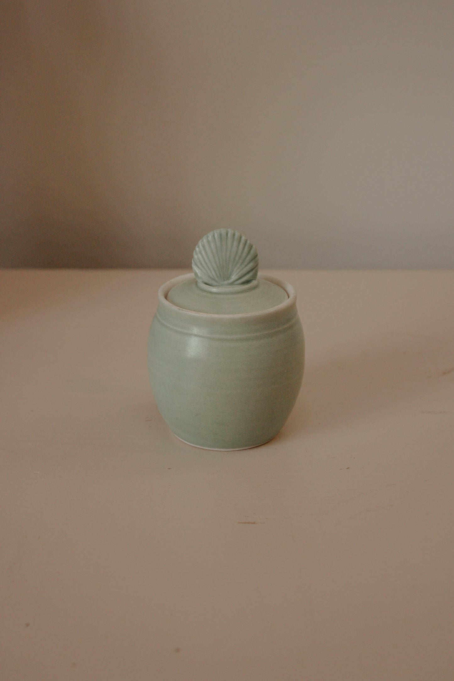 Vintage studio pottery shell pot