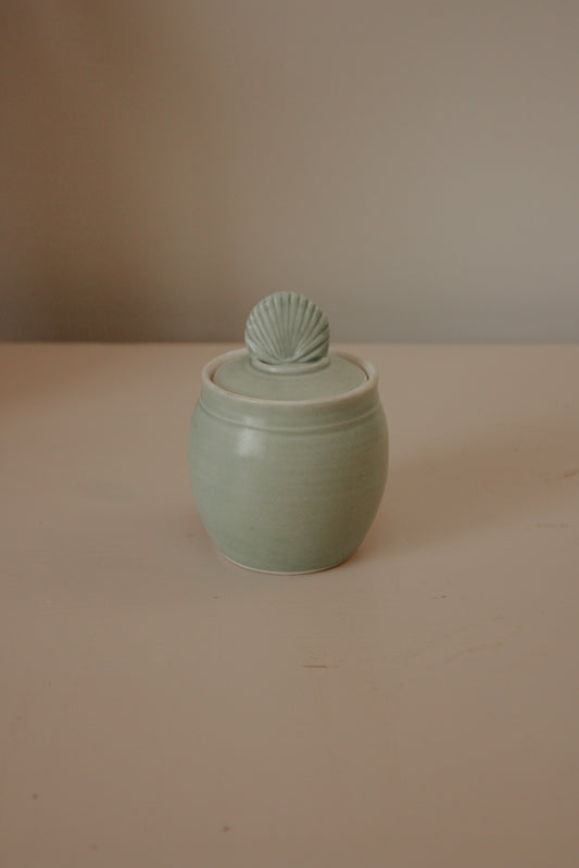 Vintage studio pottery shell pot