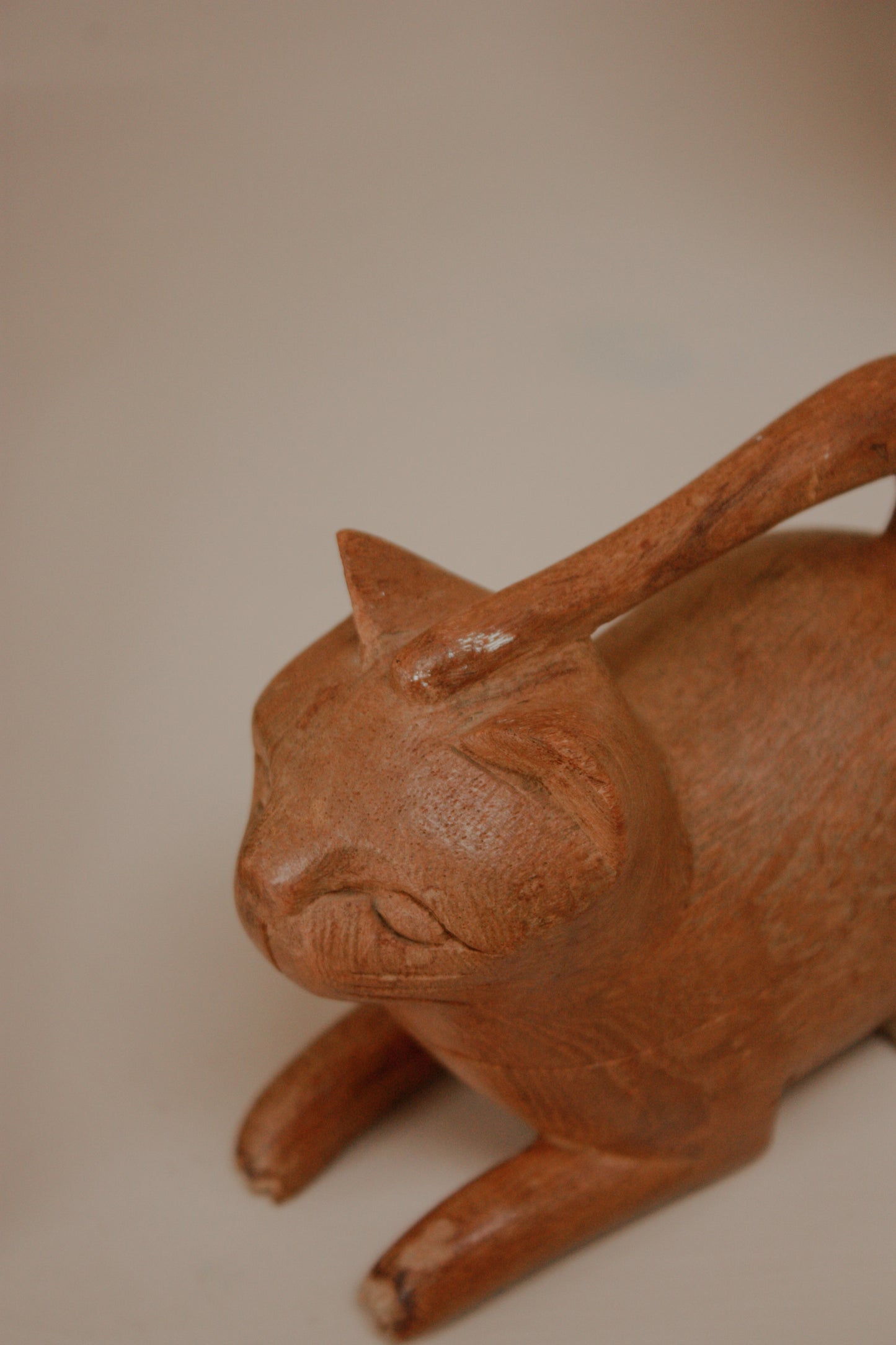 Vintage folk art carved cat box
