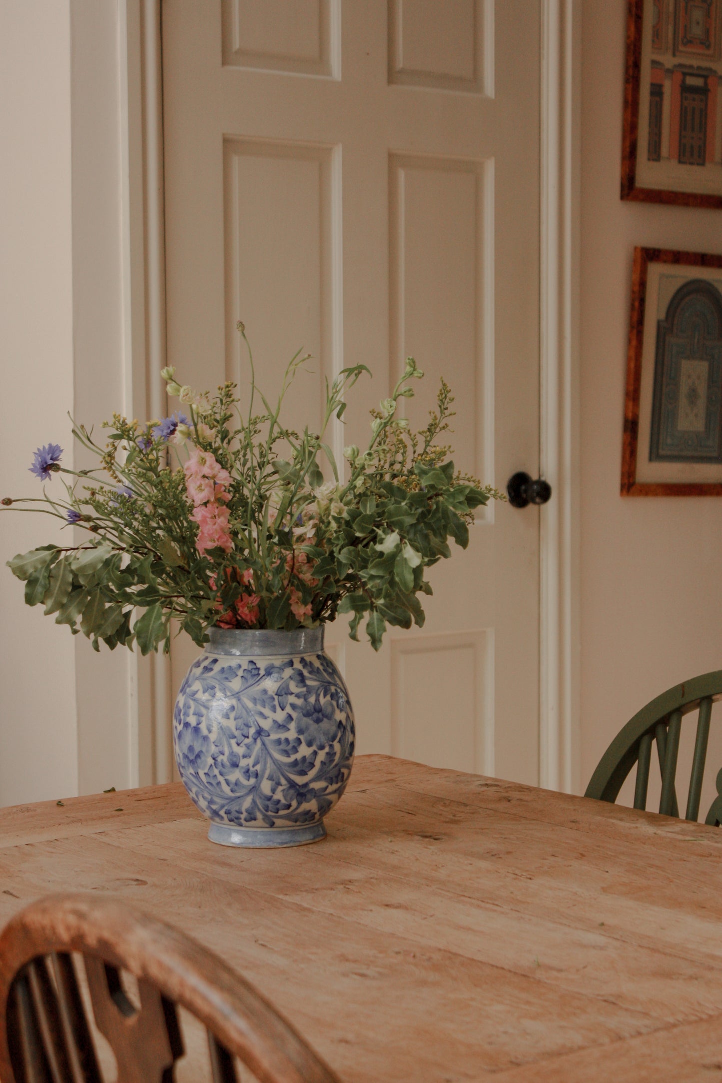 Vintage hand painted floral pot