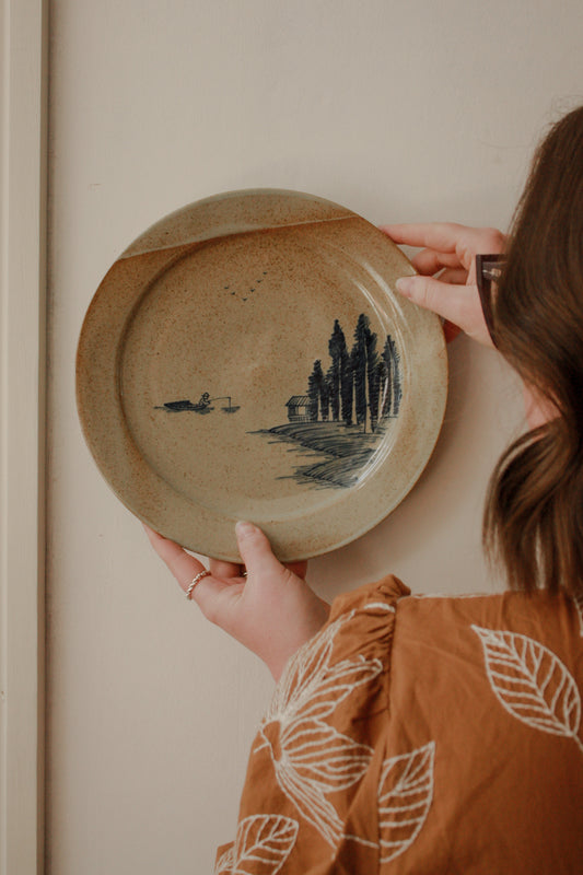 Hand-painted studio pottery plate