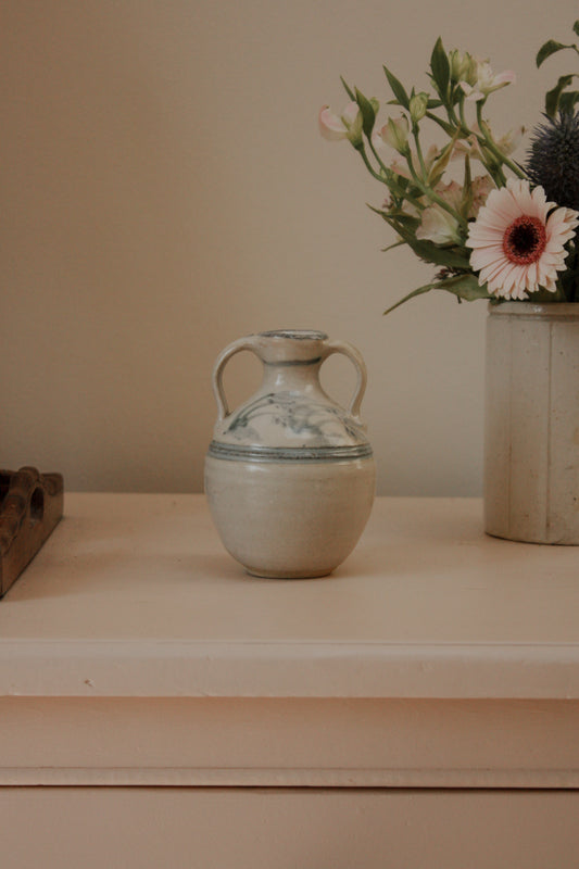 Vintage studio pottery double handled amphora vessel